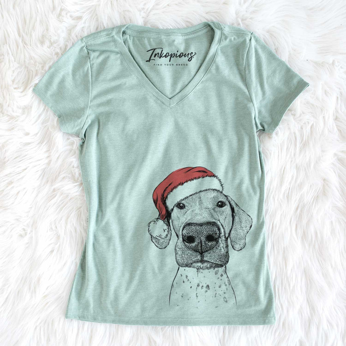 Santa Leroy the German Shorthaired Pointer - Women&#39;s V-neck Shirt