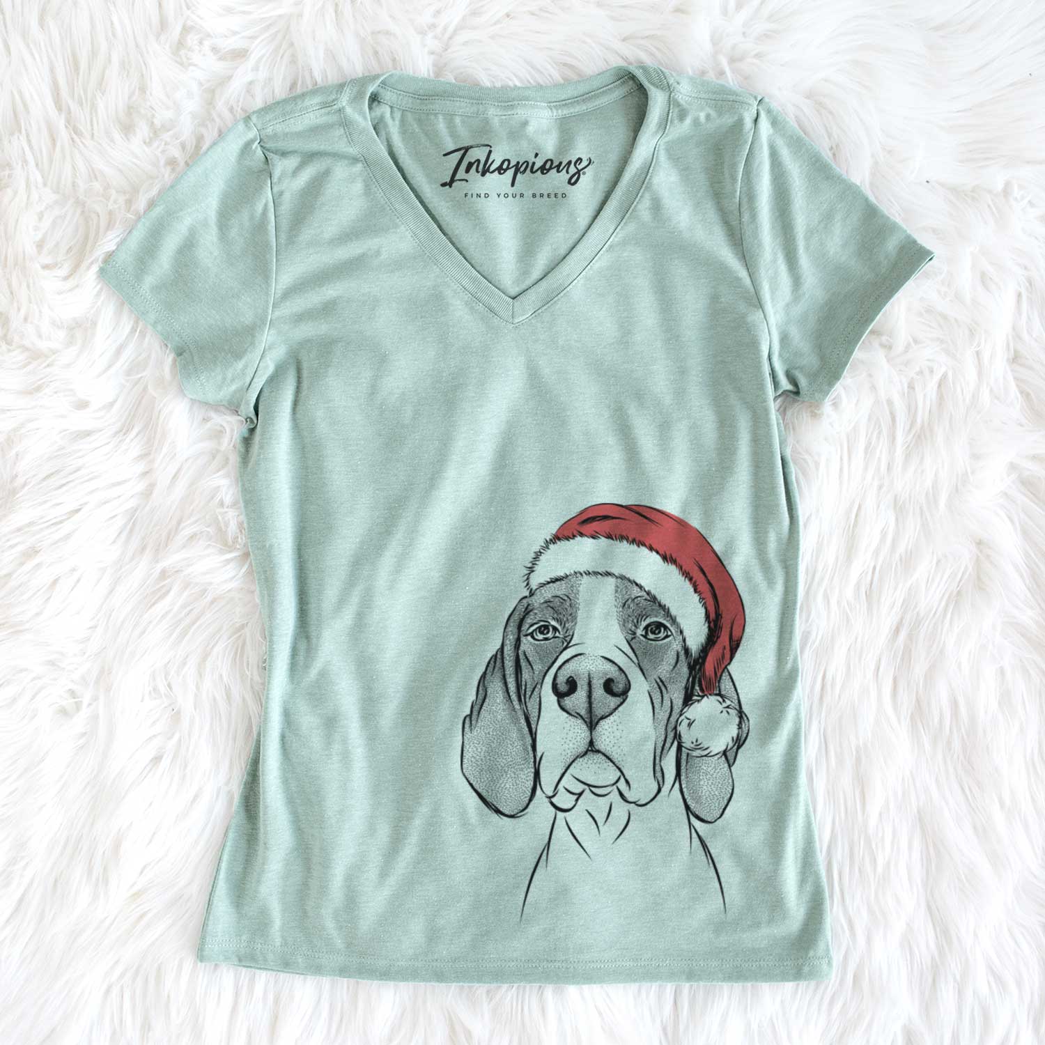 Santa Liam the English Pointer - Women's V-neck Shirt