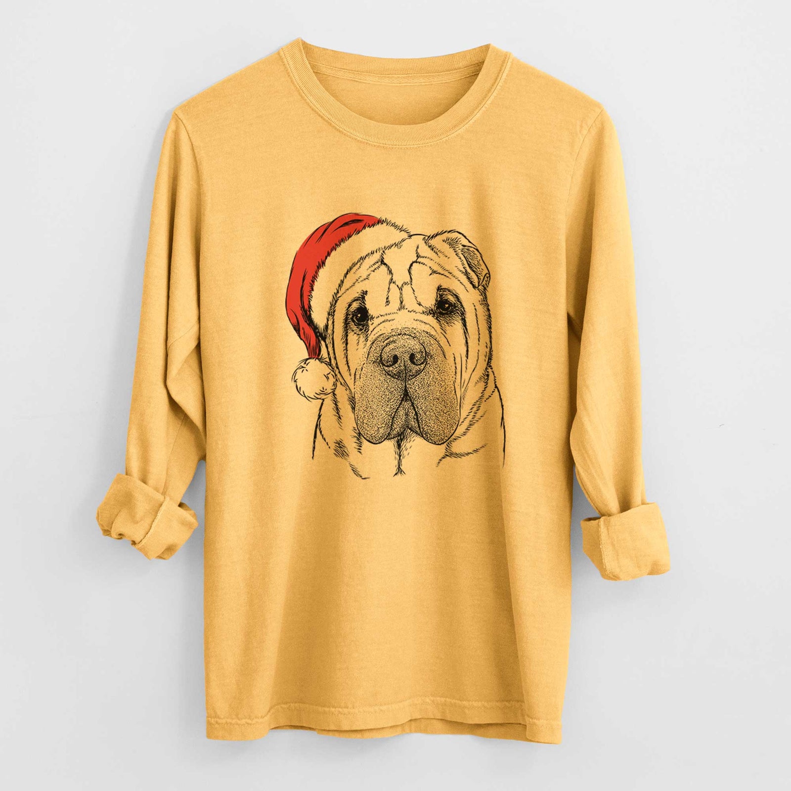 Santa Lilly the Shar Pei - Heavyweight 100% Cotton Long Sleeve