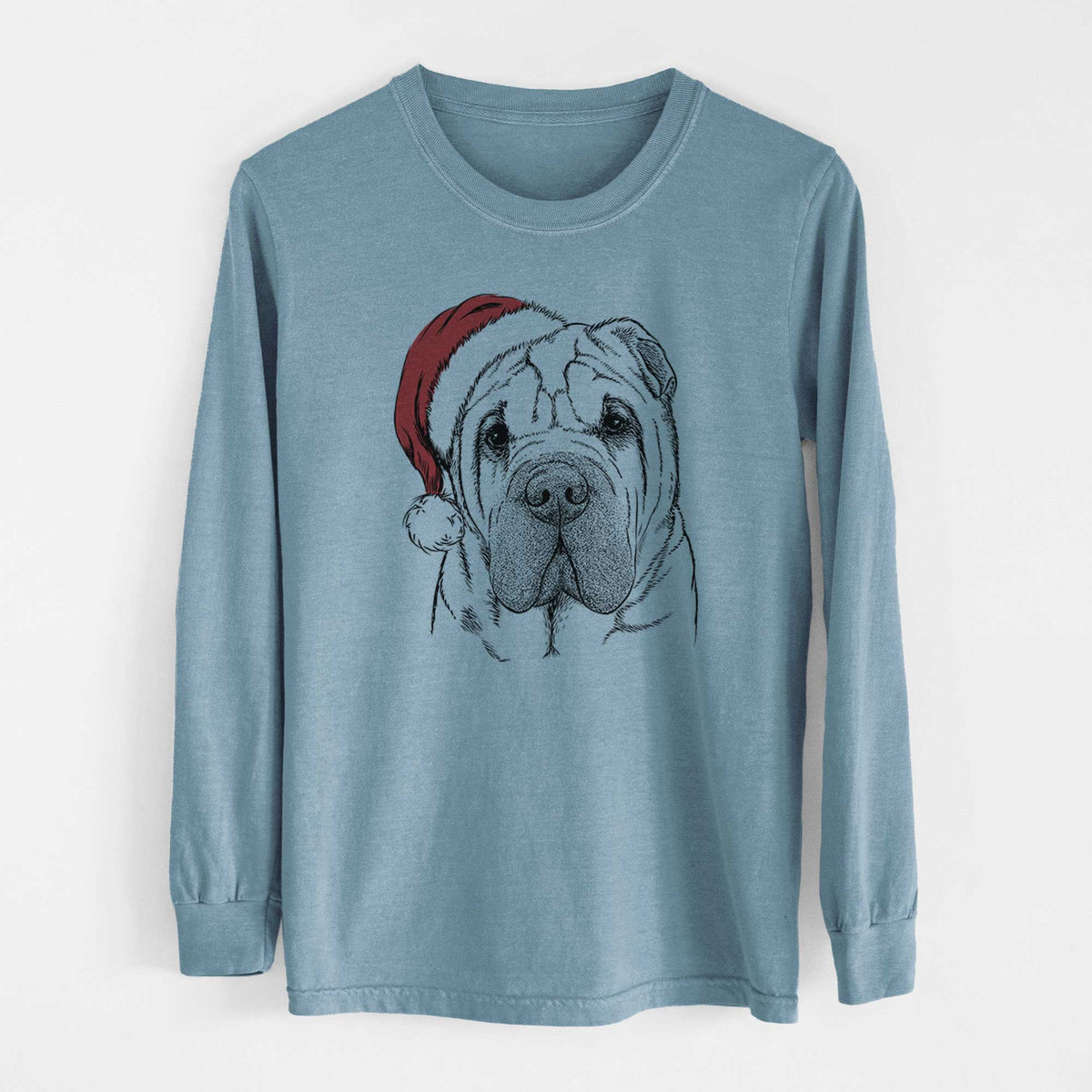 Santa Lilly the Shar Pei - Heavyweight 100% Cotton Long Sleeve