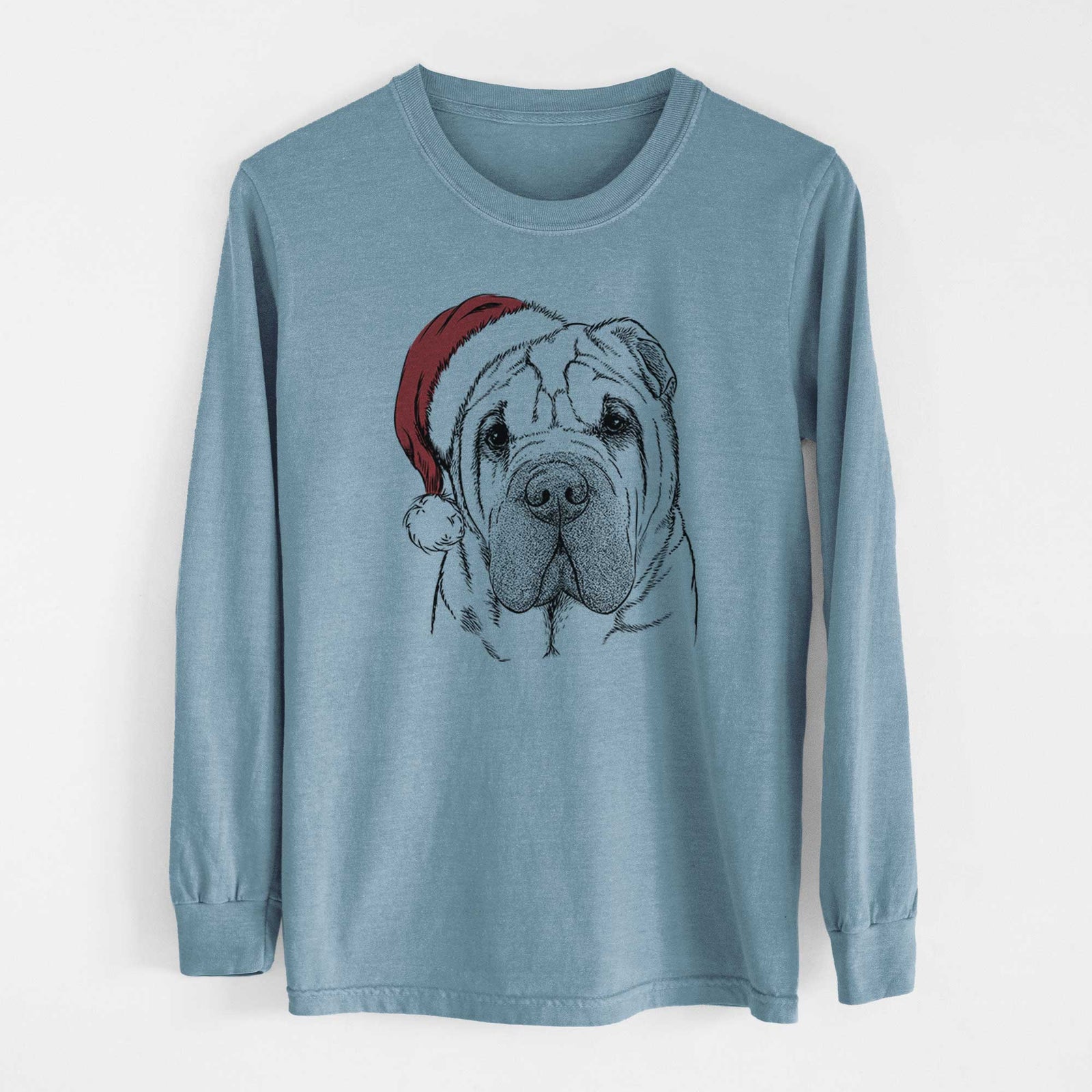 Santa Lilly the Shar Pei - Heavyweight 100% Cotton Long Sleeve
