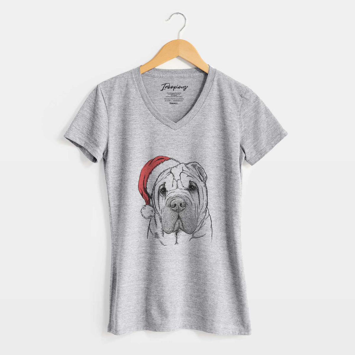 Santa Lilly the Shar Pei - Women's V-neck Shirt