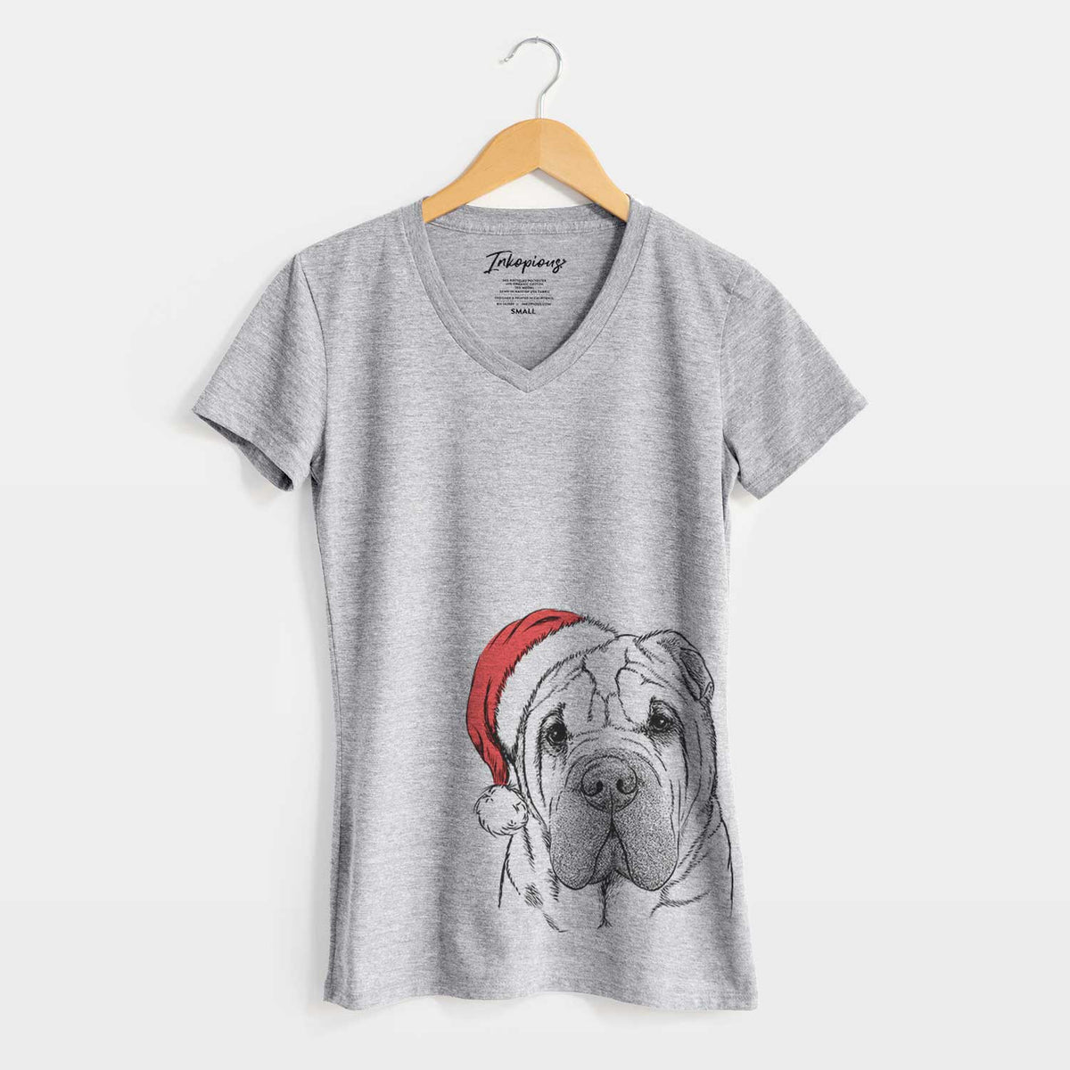 Santa Lilly the Shar Pei - Women's V-neck Shirt