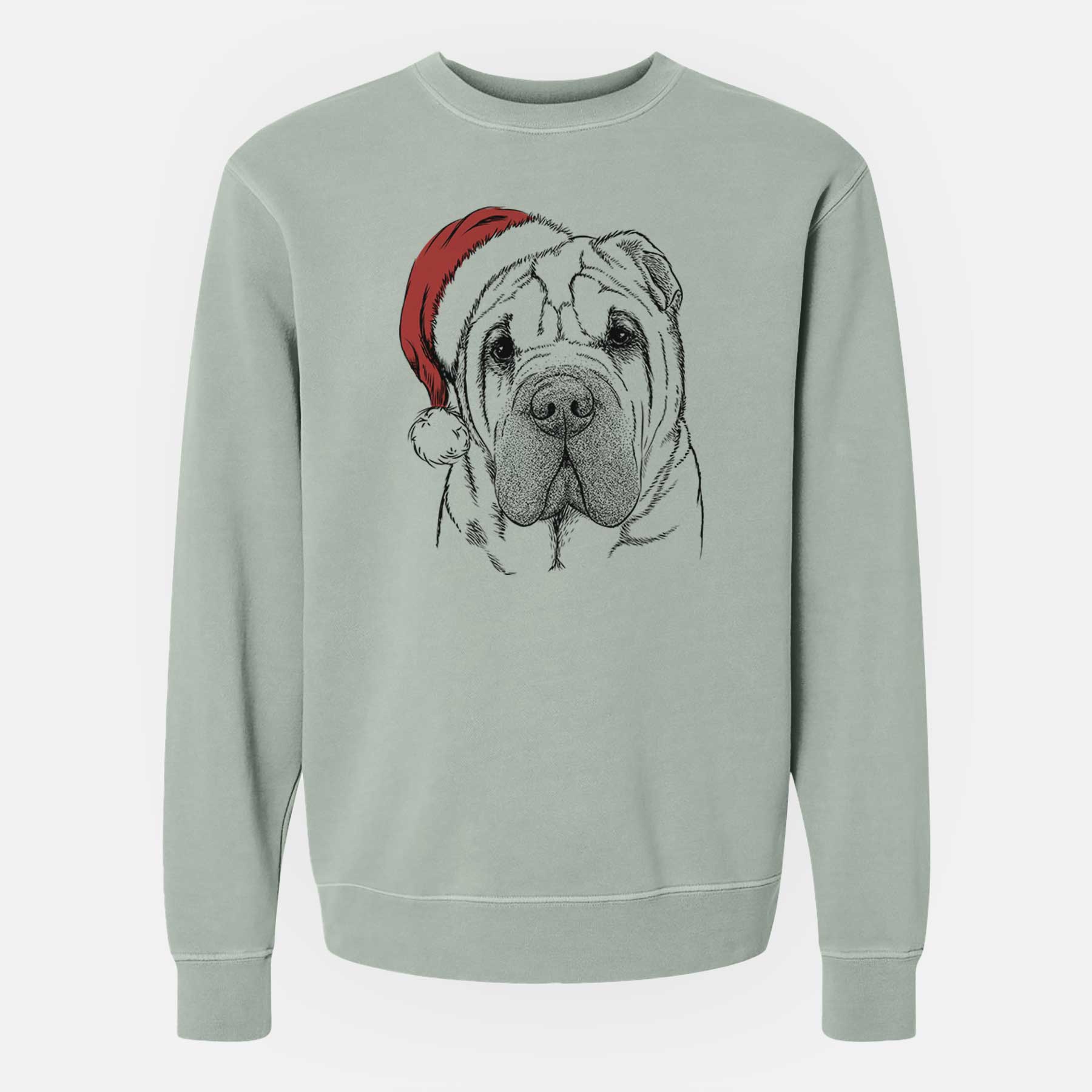 Santa Lilly the Shar Pei - Unisex Pigment Dyed Crew Sweatshirt