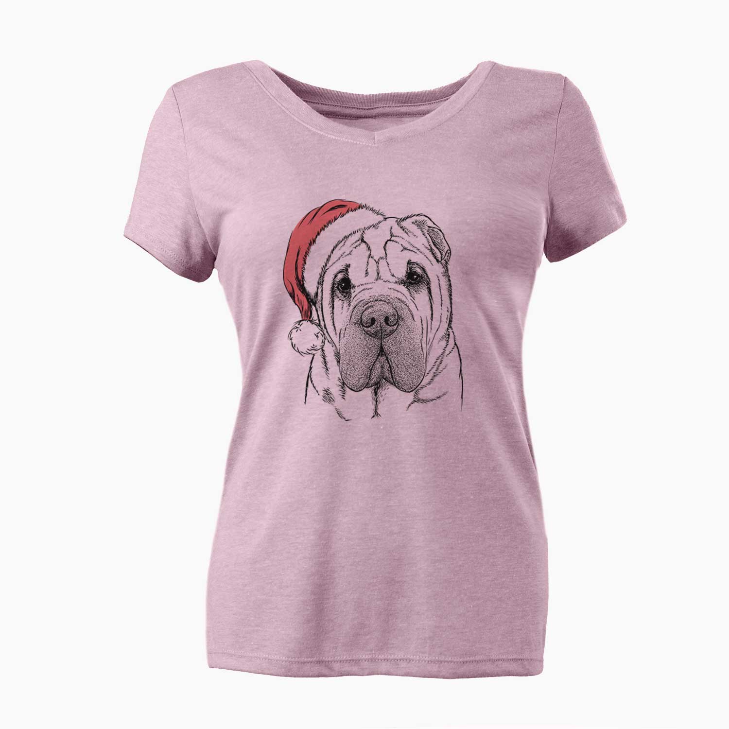 Santa Lilly the Shar Pei - Women's V-neck Shirt