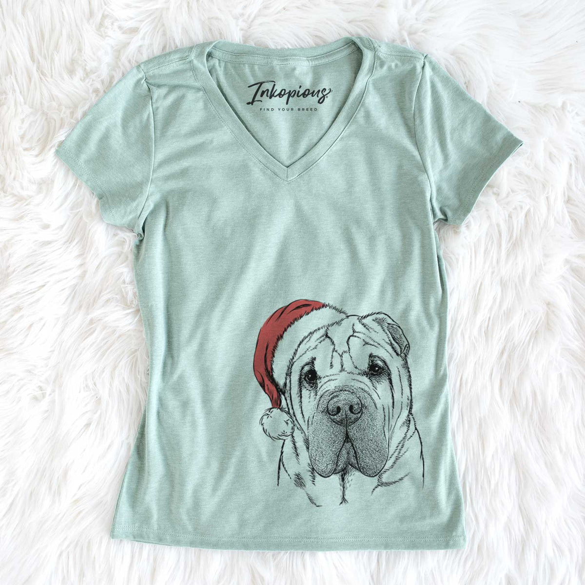 Santa Lilly the Shar Pei - Women&#39;s V-neck Shirt