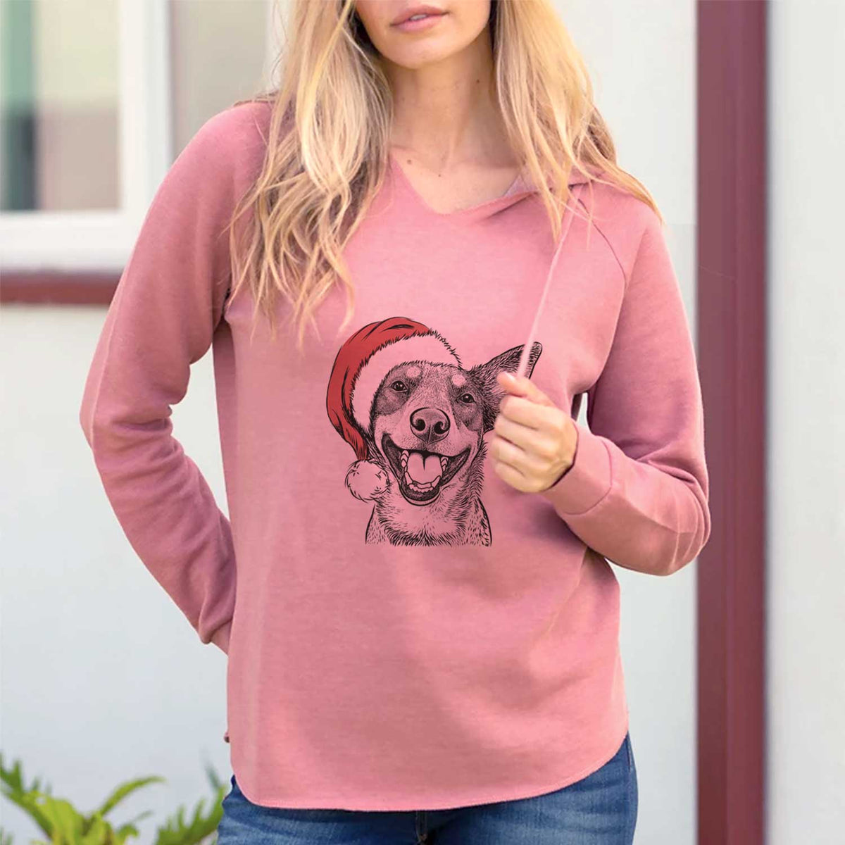 Santa Lily the Australian Cattle Dog - Cali Wave Hooded Sweatshirt