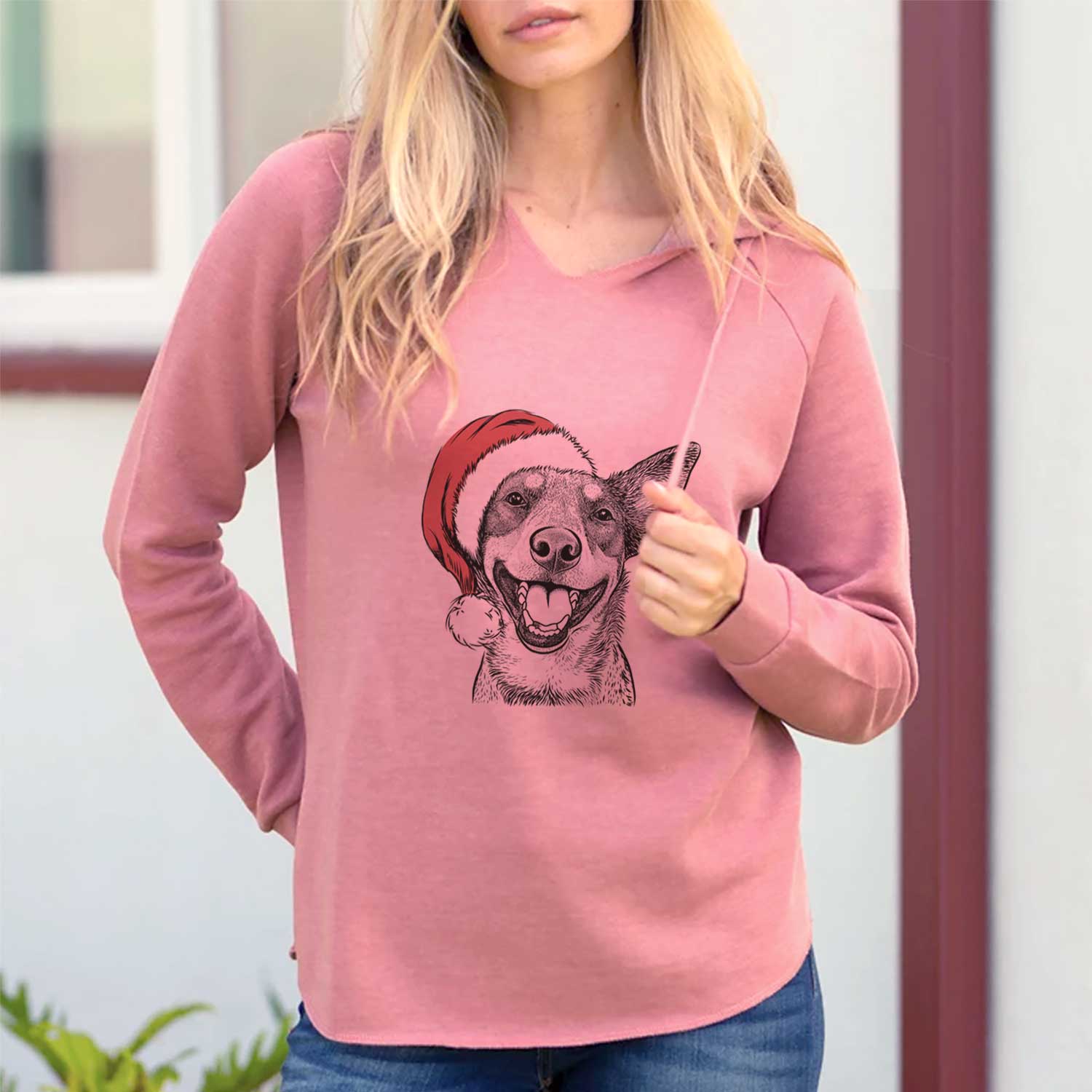 Santa Lily the Australian Cattle Dog - Cali Wave Hooded Sweatshirt