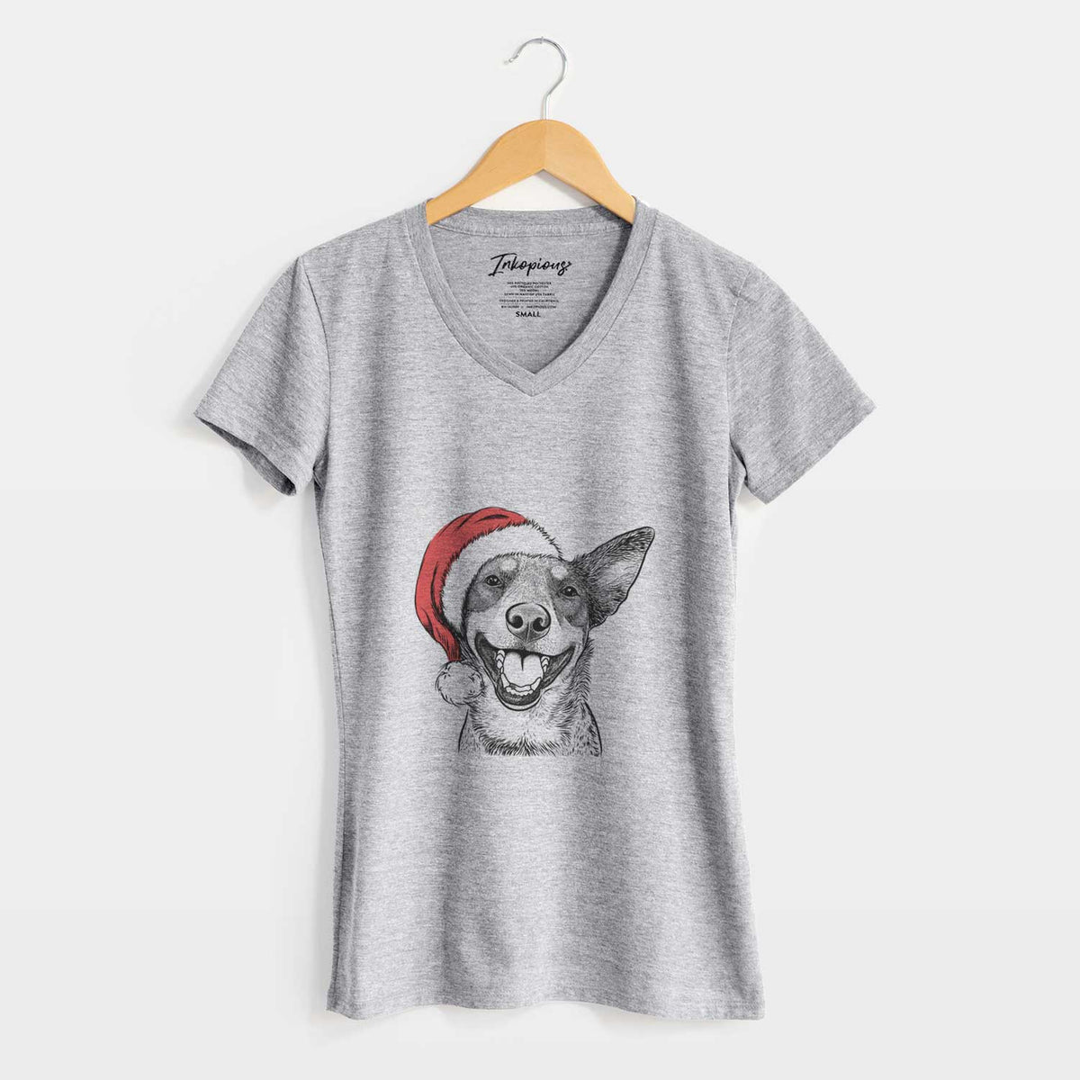 Santa Lily the Australian Cattle Dog - Women's V-neck Shirt