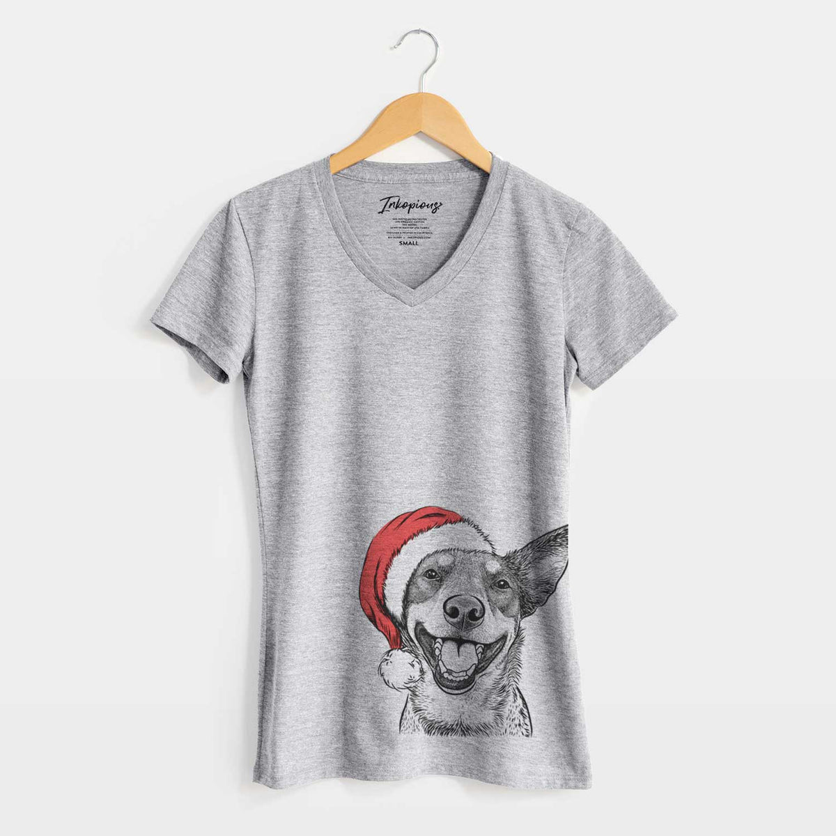 Santa Lily the Australian Cattle Dog - Women's V-neck Shirt