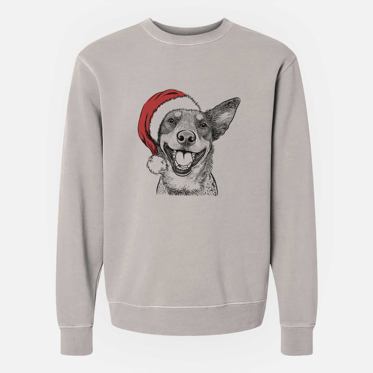 Santa Lily the Australian Cattle Dog - Unisex Pigment Dyed Crew Sweatshirt