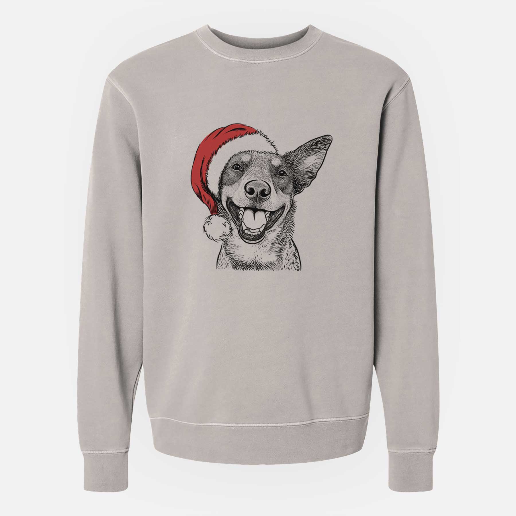 Santa Lily the Australian Cattle Dog - Unisex Pigment Dyed Crew Sweatshirt