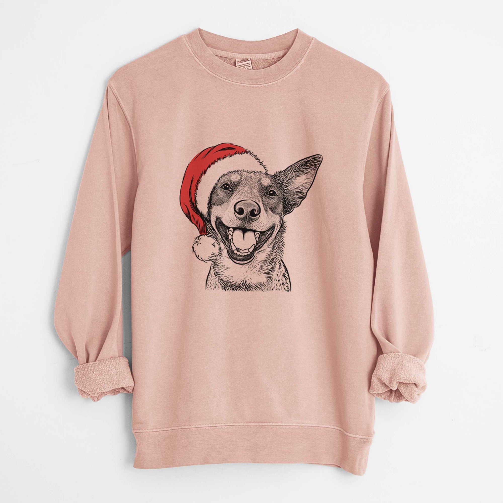 Santa Lily the Australian Cattle Dog - Unisex Pigment Dyed Crew Sweatshirt