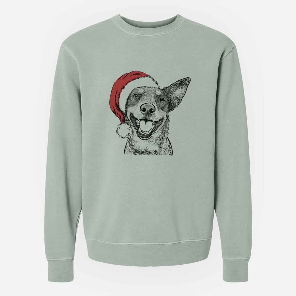 Santa Lily the Australian Cattle Dog - Unisex Pigment Dyed Crew Sweatshirt