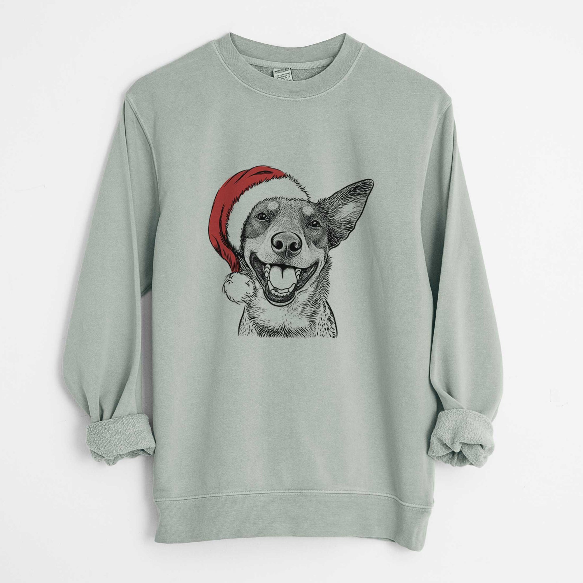 Santa Lily the Australian Cattle Dog - Unisex Pigment Dyed Crew Sweatshirt