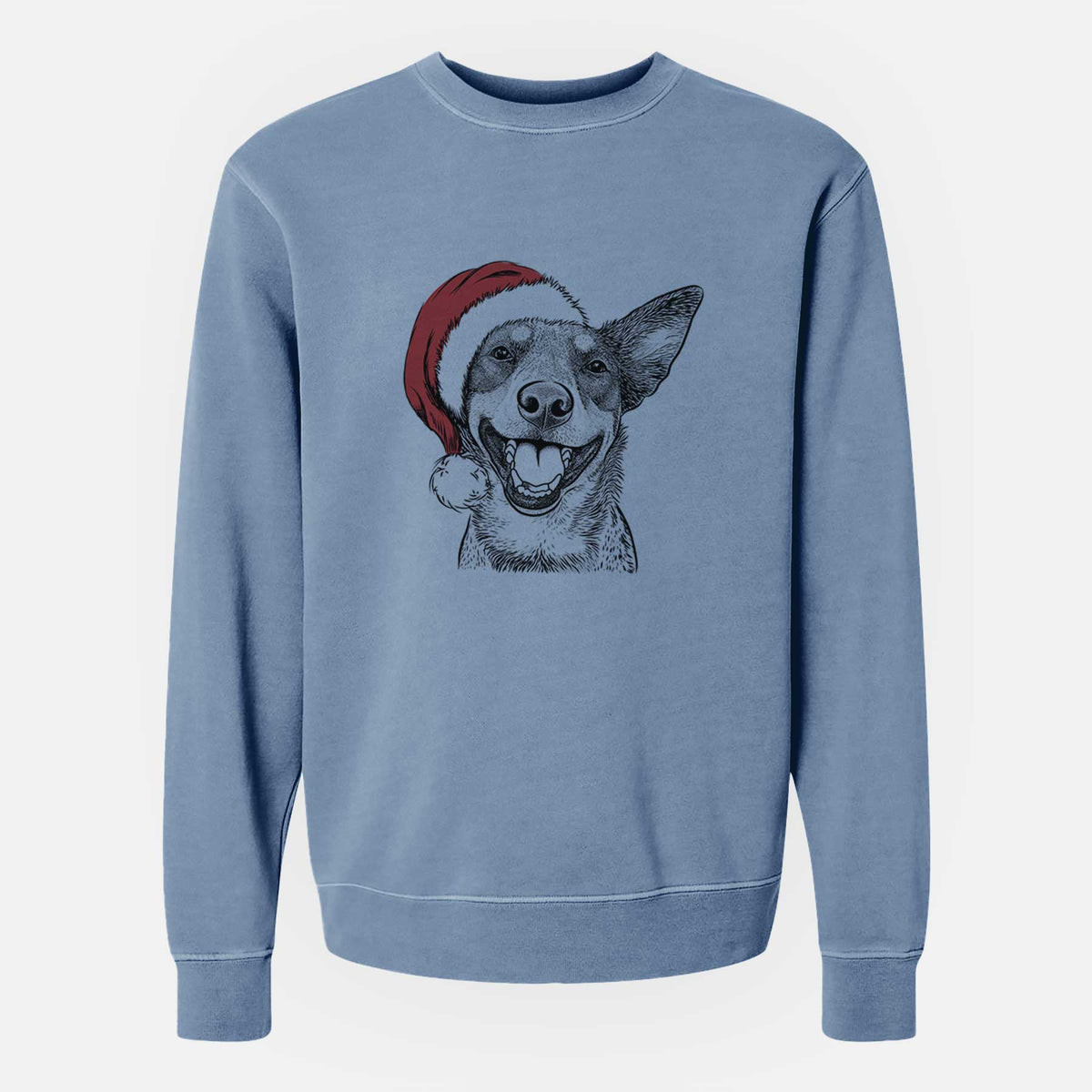 Santa Lily the Australian Cattle Dog - Unisex Pigment Dyed Crew Sweatshirt
