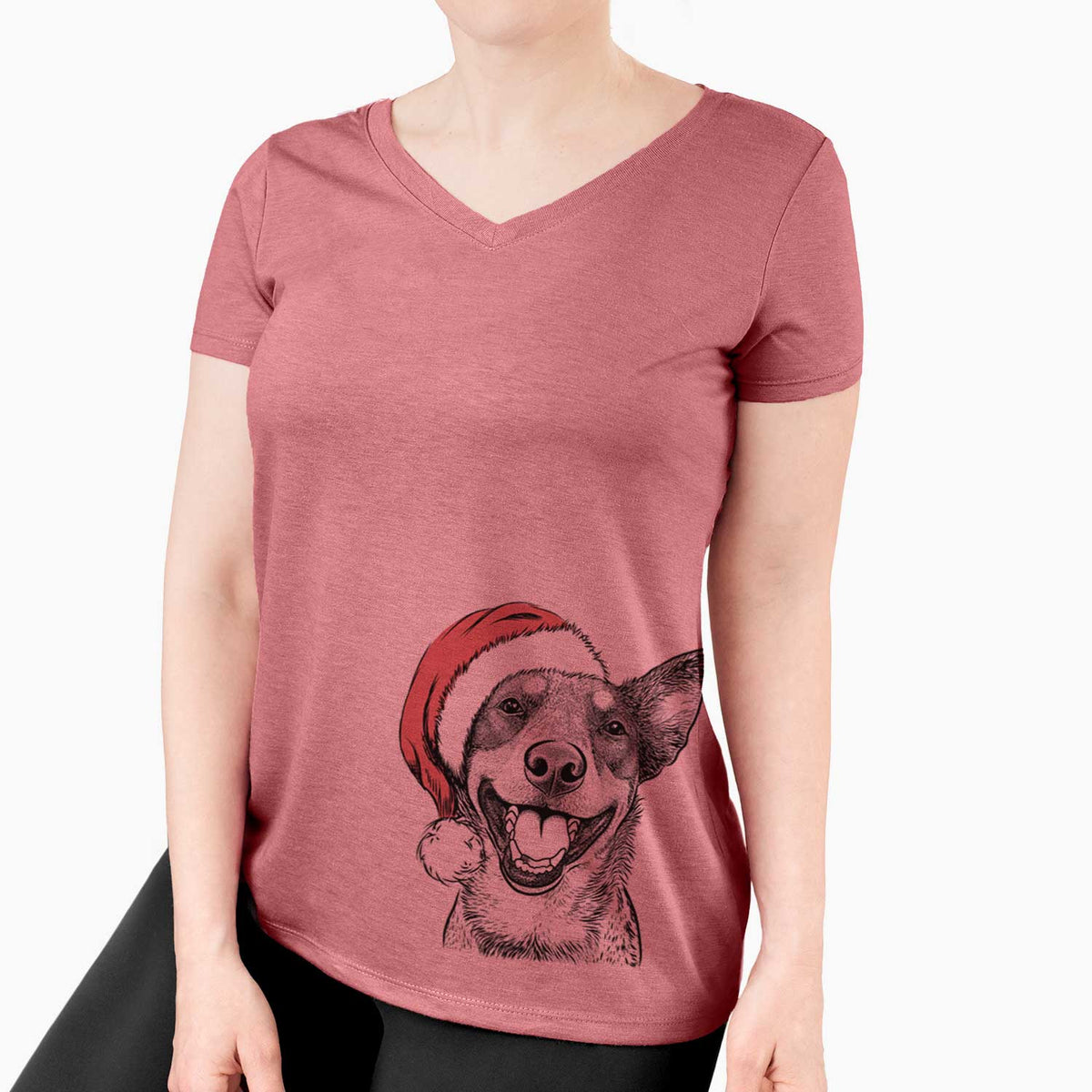 Santa Lily the Australian Cattle Dog - Women's V-neck Shirt