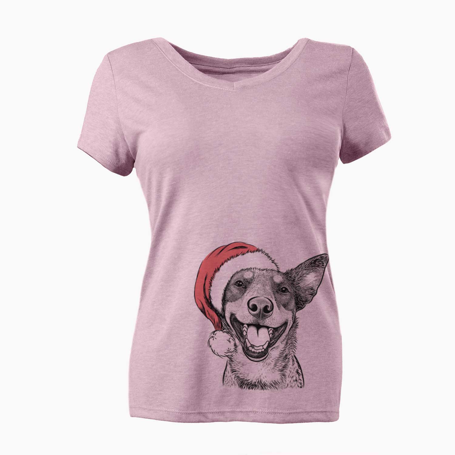 Santa Lily the Australian Cattle Dog - Women's V-neck Shirt