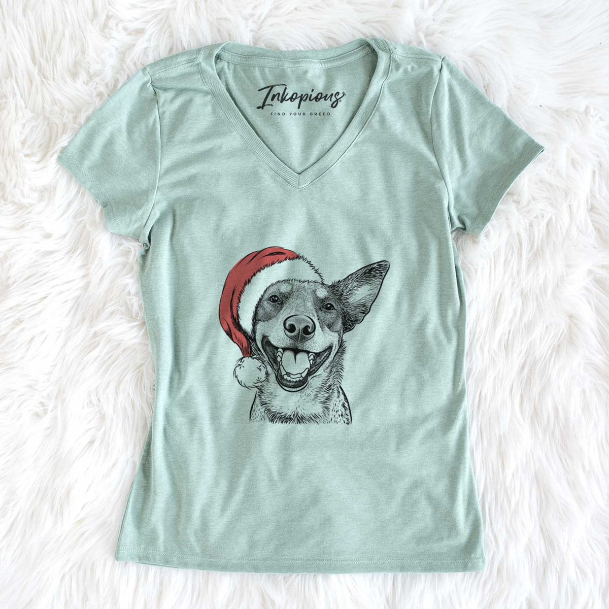 Santa Lily the Australian Cattle Dog - Women's V-neck Shirt