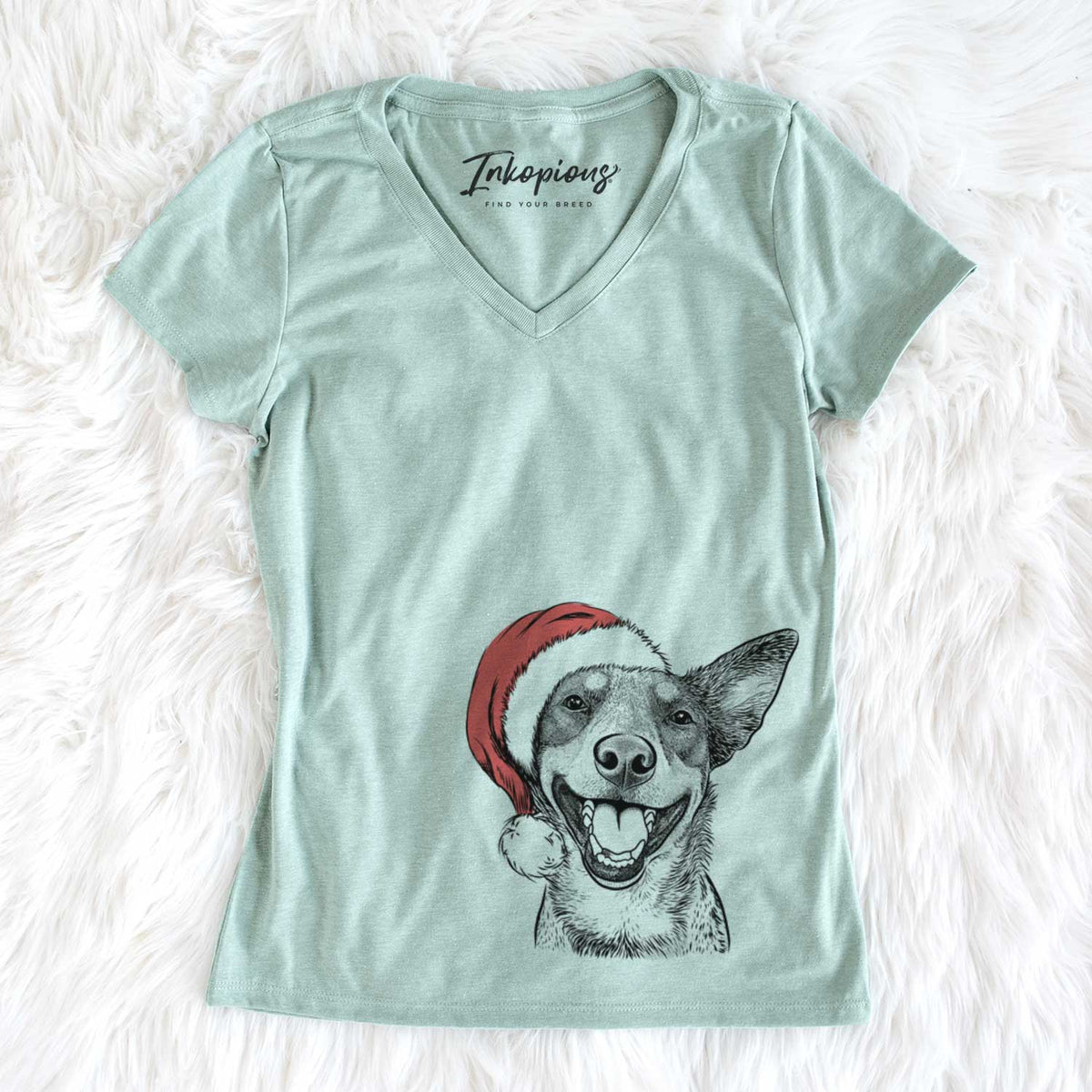 Santa Lily the Australian Cattle Dog - Women&#39;s V-neck Shirt