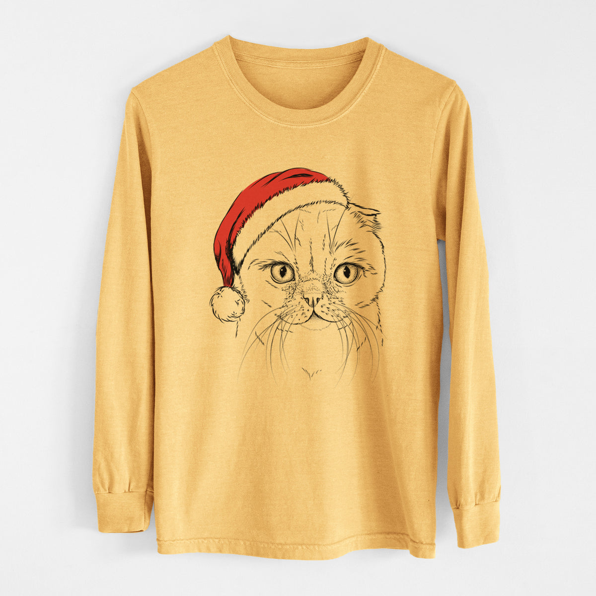Santa Lina the Exotic Fold Cat - Heavyweight 100% Cotton Long Sleeve