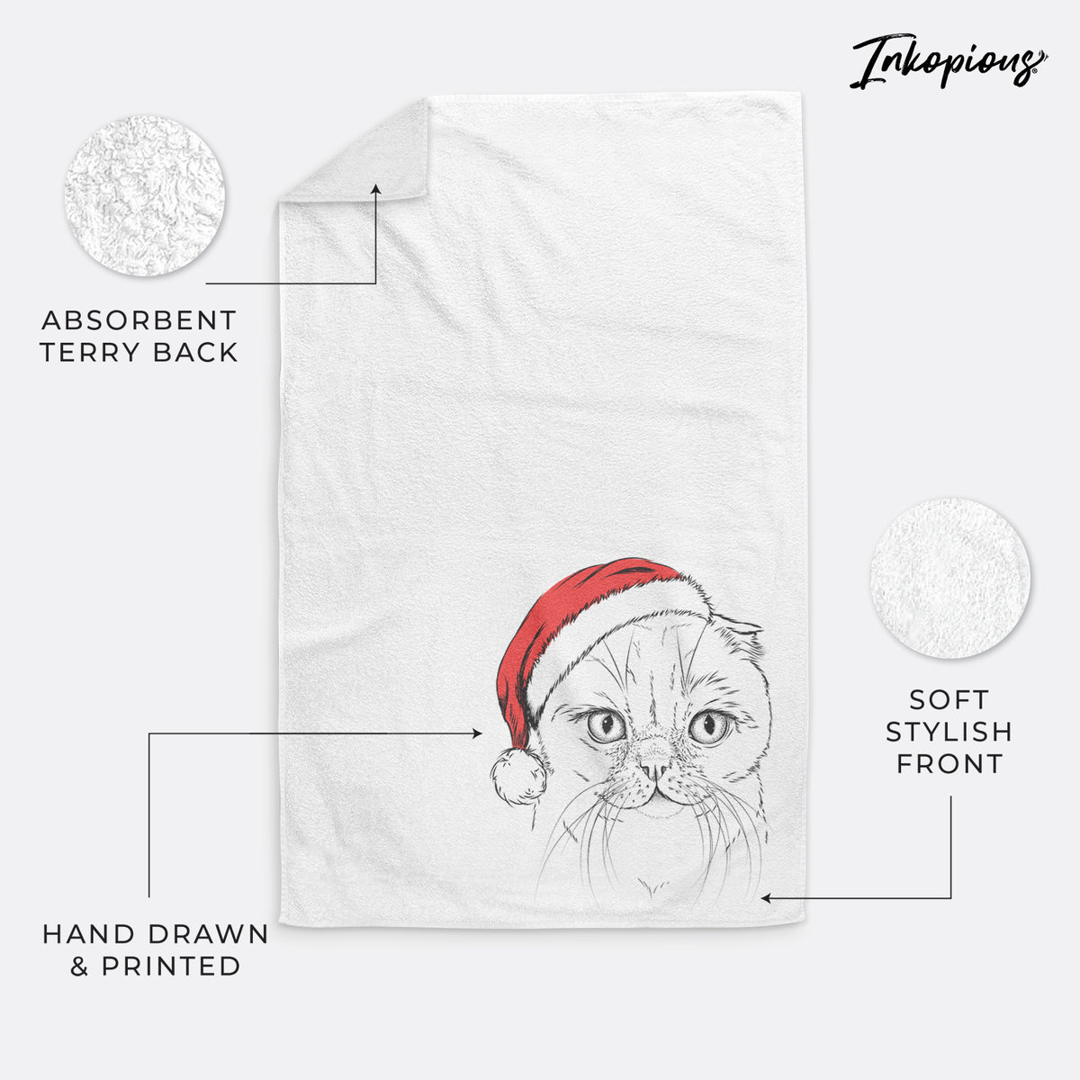 Lina the Exotic Fold Cat Decorative Hand Towel