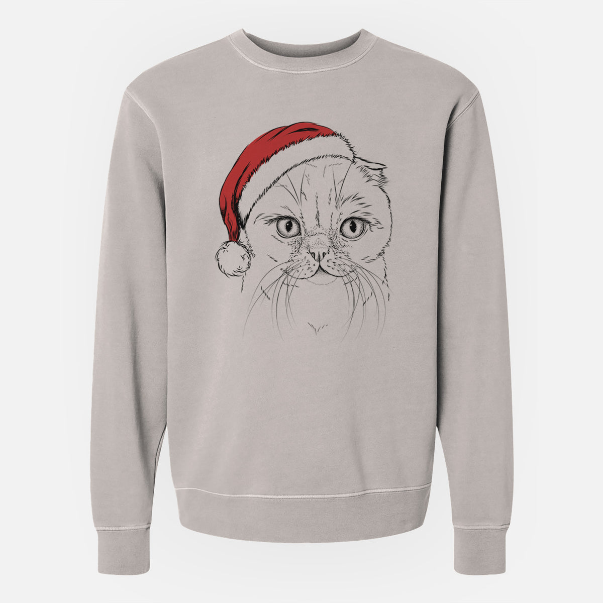 Santa Lina the Exotic Fold Cat - Unisex Pigment Dyed Crew Sweatshirt