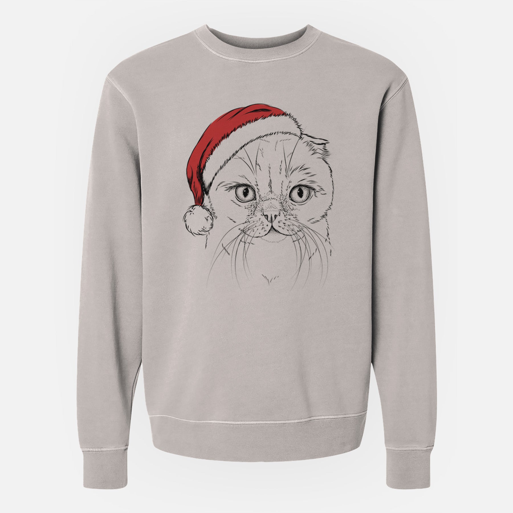 Santa Lina the Exotic Fold Cat - Unisex Pigment Dyed Crew Sweatshirt