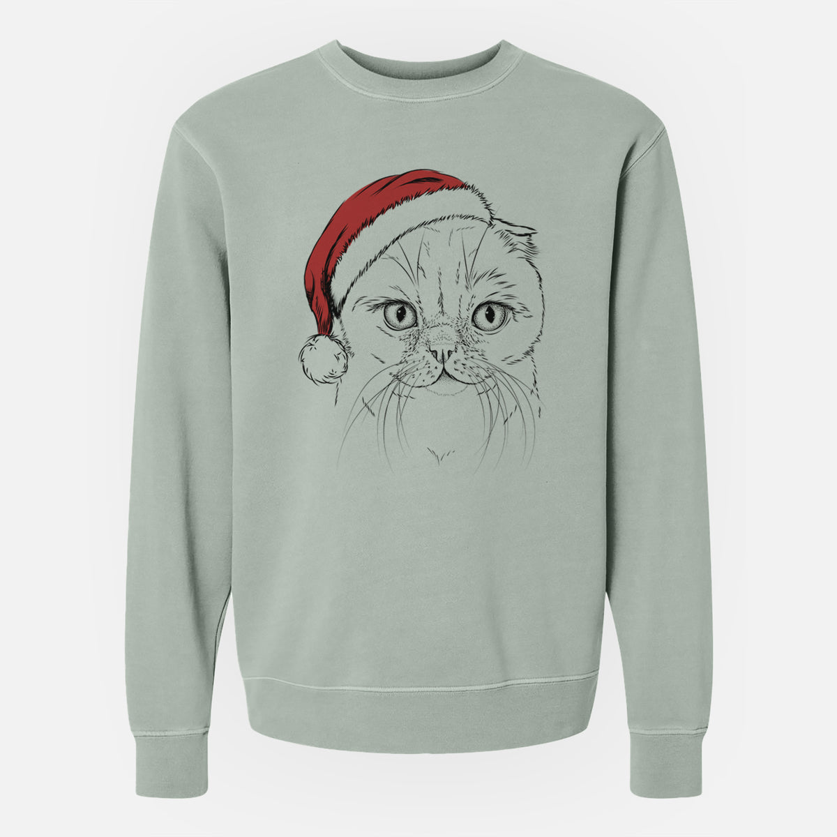 Santa Lina the Exotic Fold Cat - Unisex Pigment Dyed Crew Sweatshirt