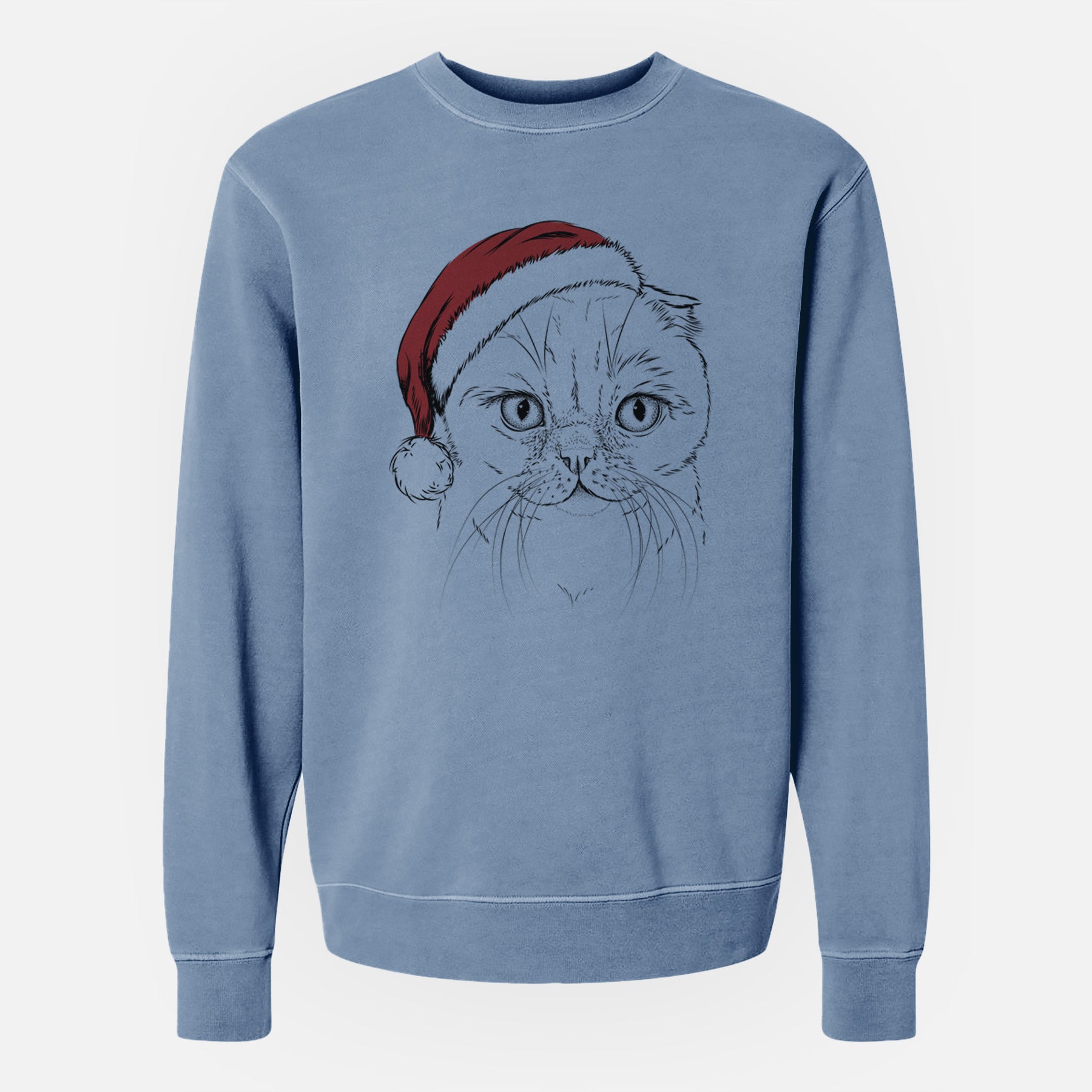 Santa Lina the Exotic Fold Cat - Unisex Pigment Dyed Crew Sweatshirt