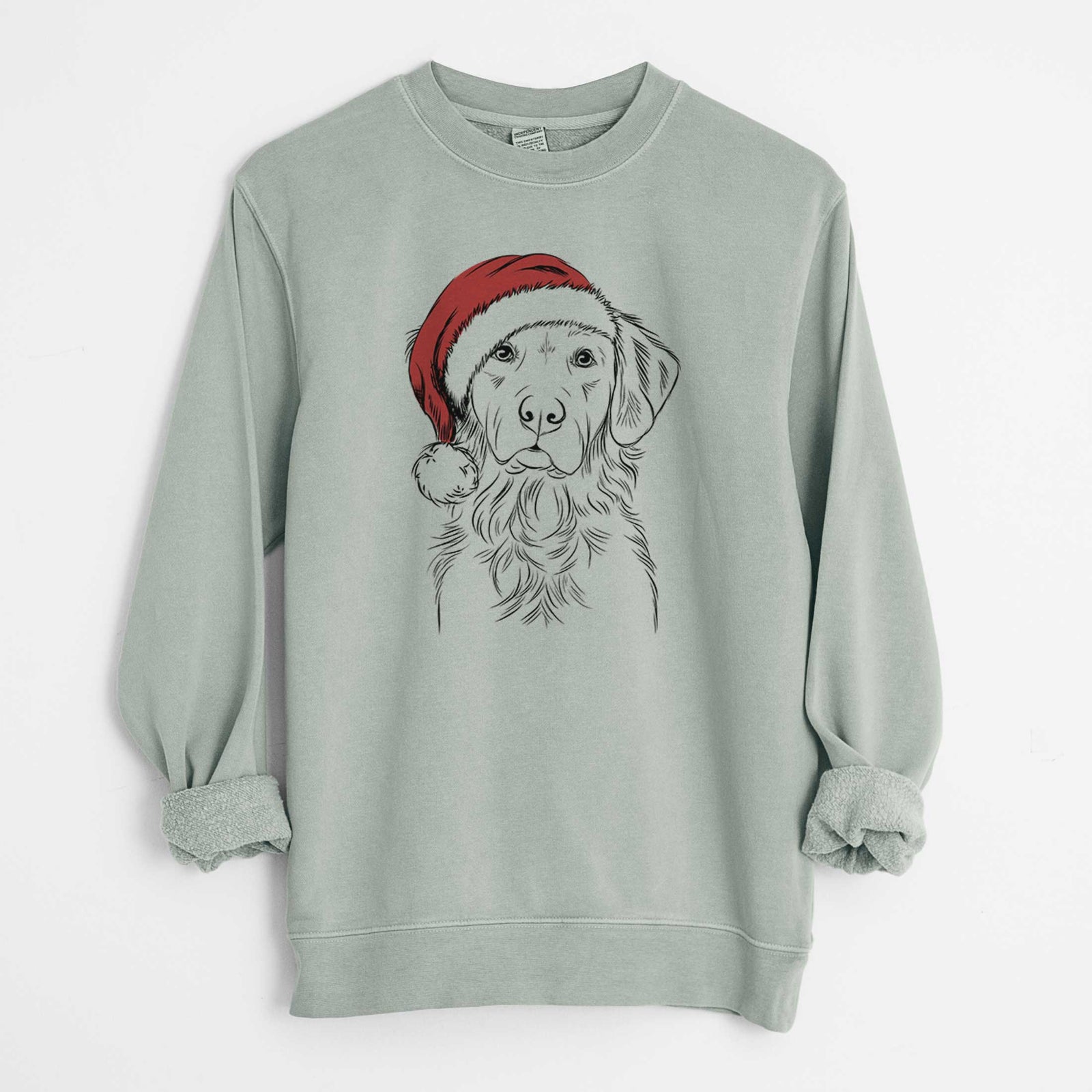 Santa Linden the Golden Retriever - Unisex Pigment Dyed Crew Sweatshirt