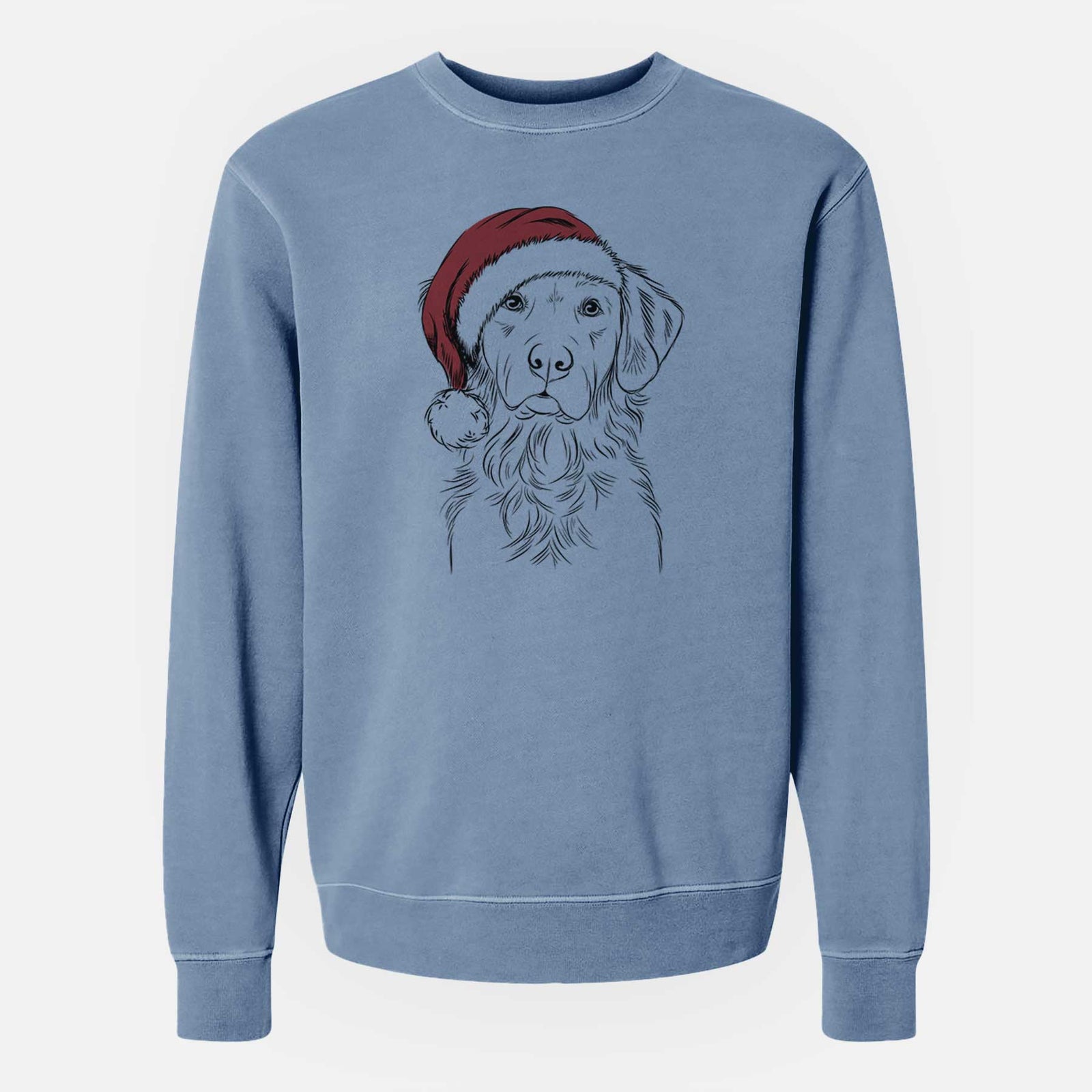Santa Linden the Golden Retriever - Unisex Pigment Dyed Crew Sweatshirt