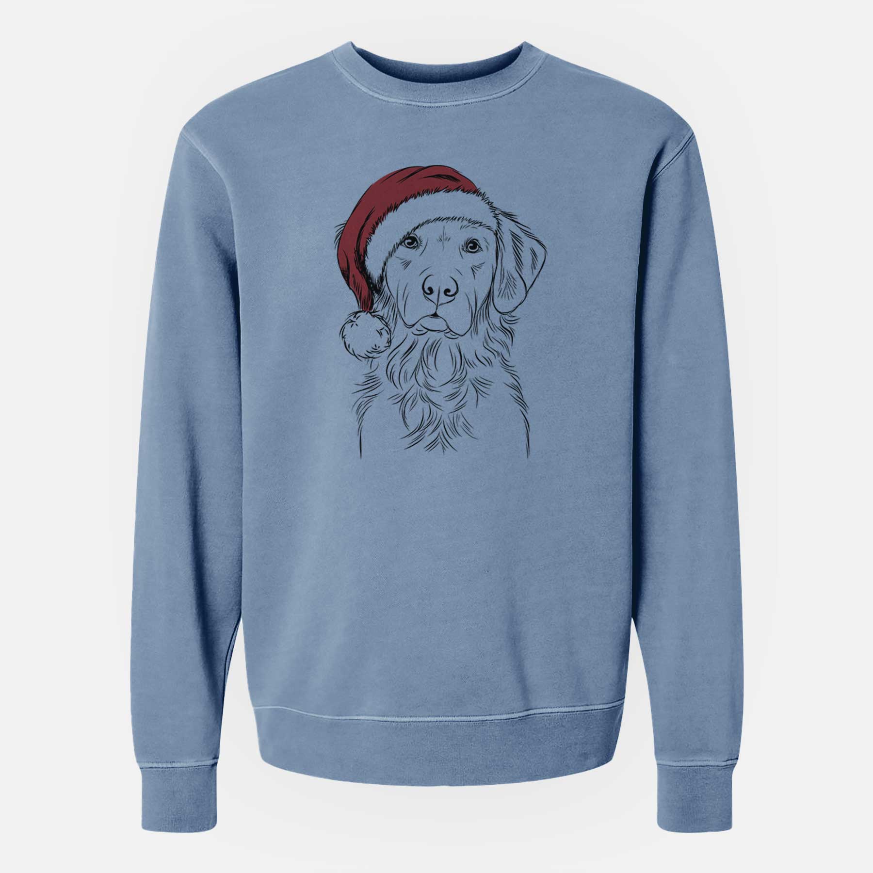 Santa Linden the Golden Retriever - Unisex Pigment Dyed Crew Sweatshirt