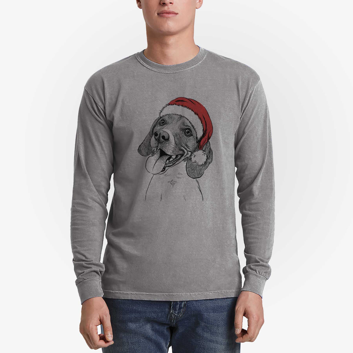 Santa Little Bandit the Beagle - Heavyweight 100% Cotton Long Sleeve