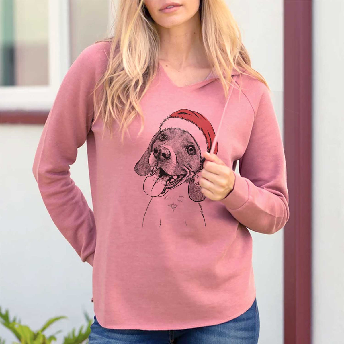 Santa Little Bandit the Beagle - Cali Wave Hooded Sweatshirt