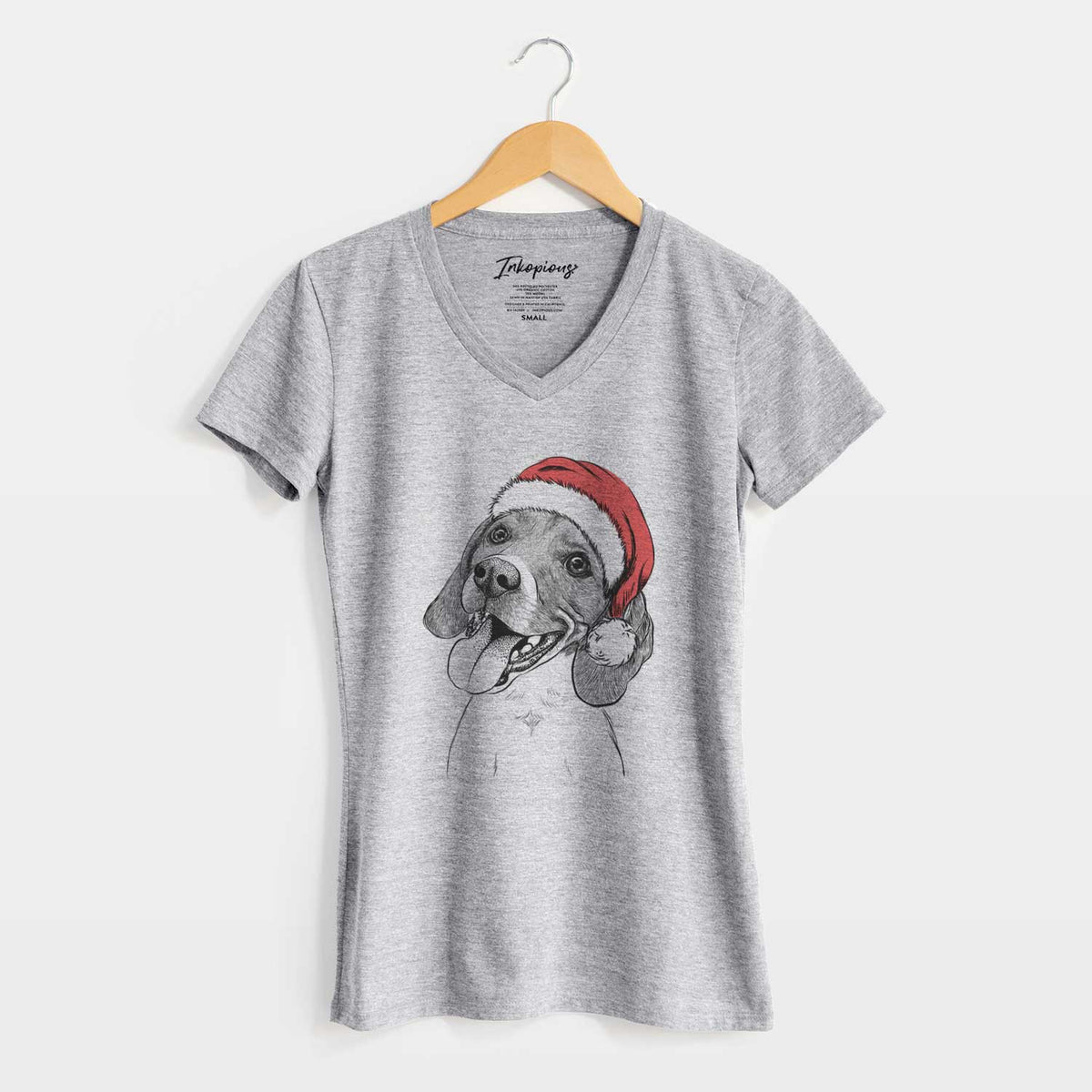 Santa Little Bandit the Beagle - Women's V-neck Shirt