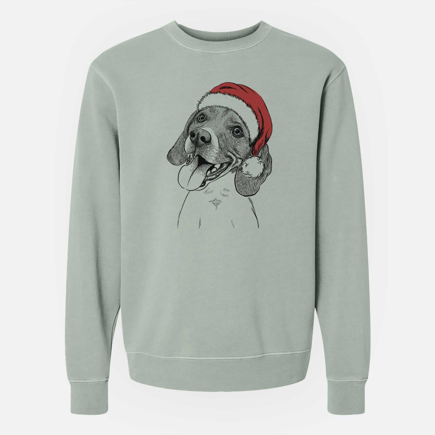 Santa Little Bandit the Beagle - Unisex Pigment Dyed Crew Sweatshirt