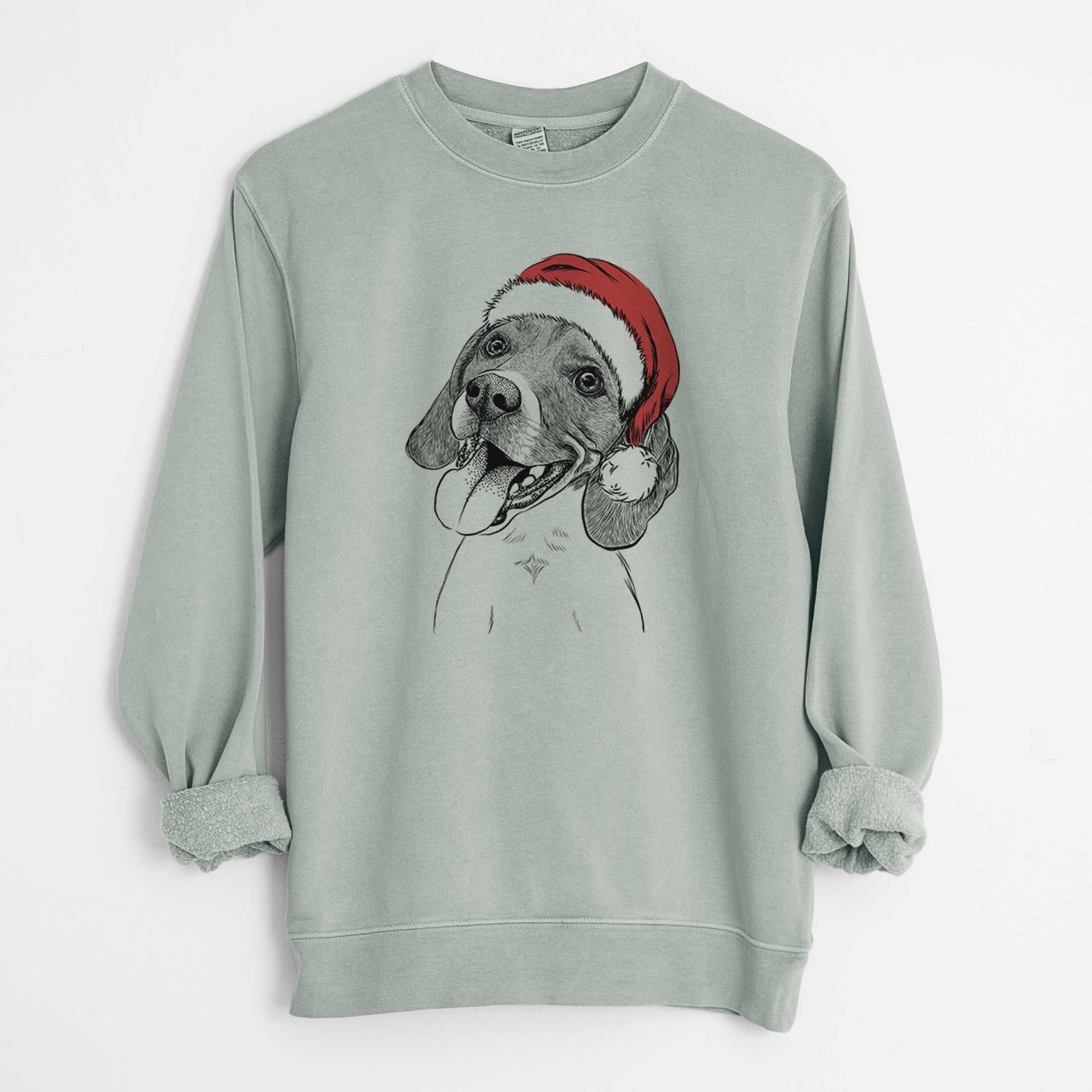 Santa Little Bandit the Beagle - Unisex Pigment Dyed Crew Sweatshirt