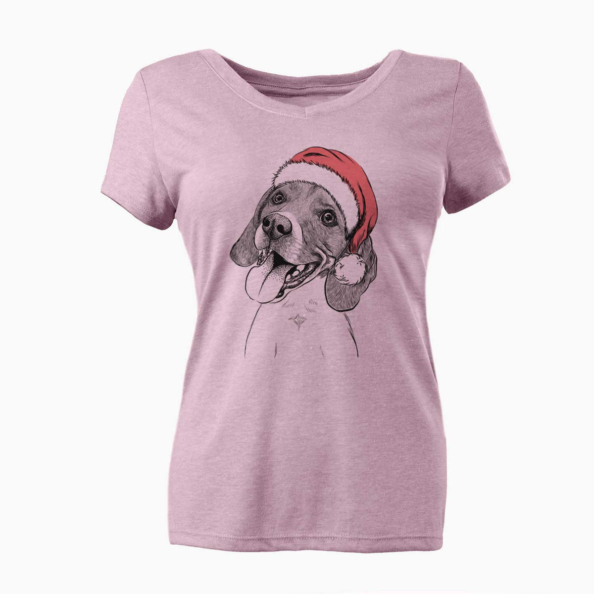 Santa Little Bandit the Beagle - Women's V-neck Shirt