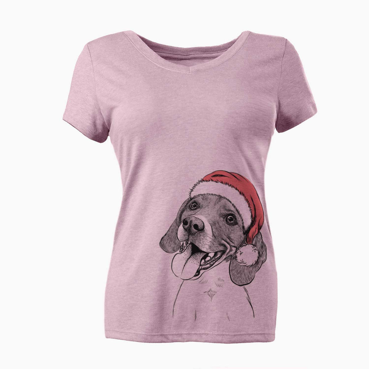 Santa Little Bandit the Beagle - Women's V-neck Shirt