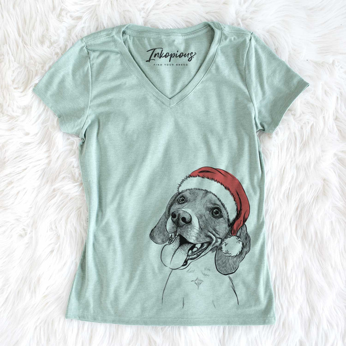 Santa Little Bandit the Beagle - Women&#39;s V-neck Shirt