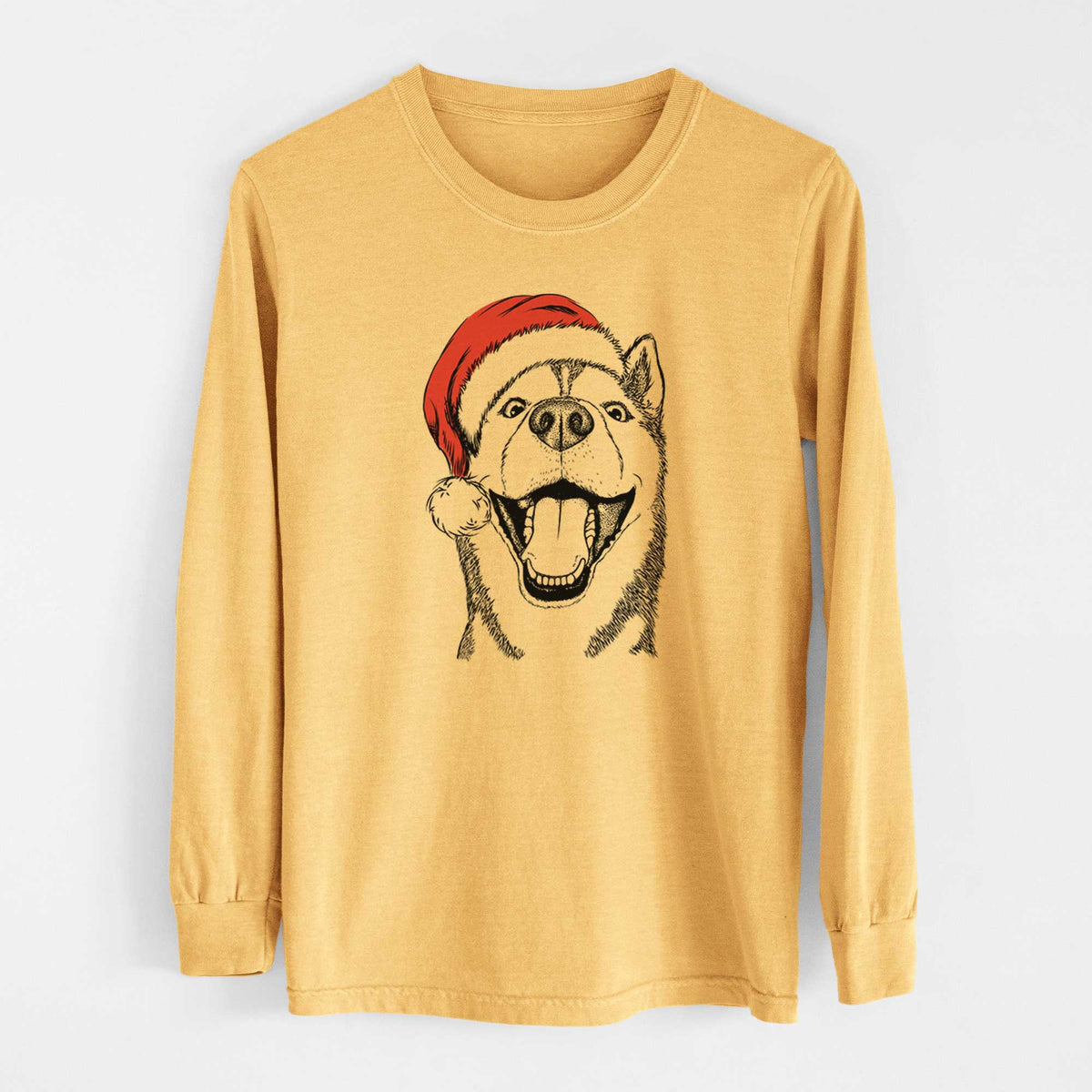 Santa Little Country the Siberian Husky - Heavyweight 100% Cotton Long Sleeve