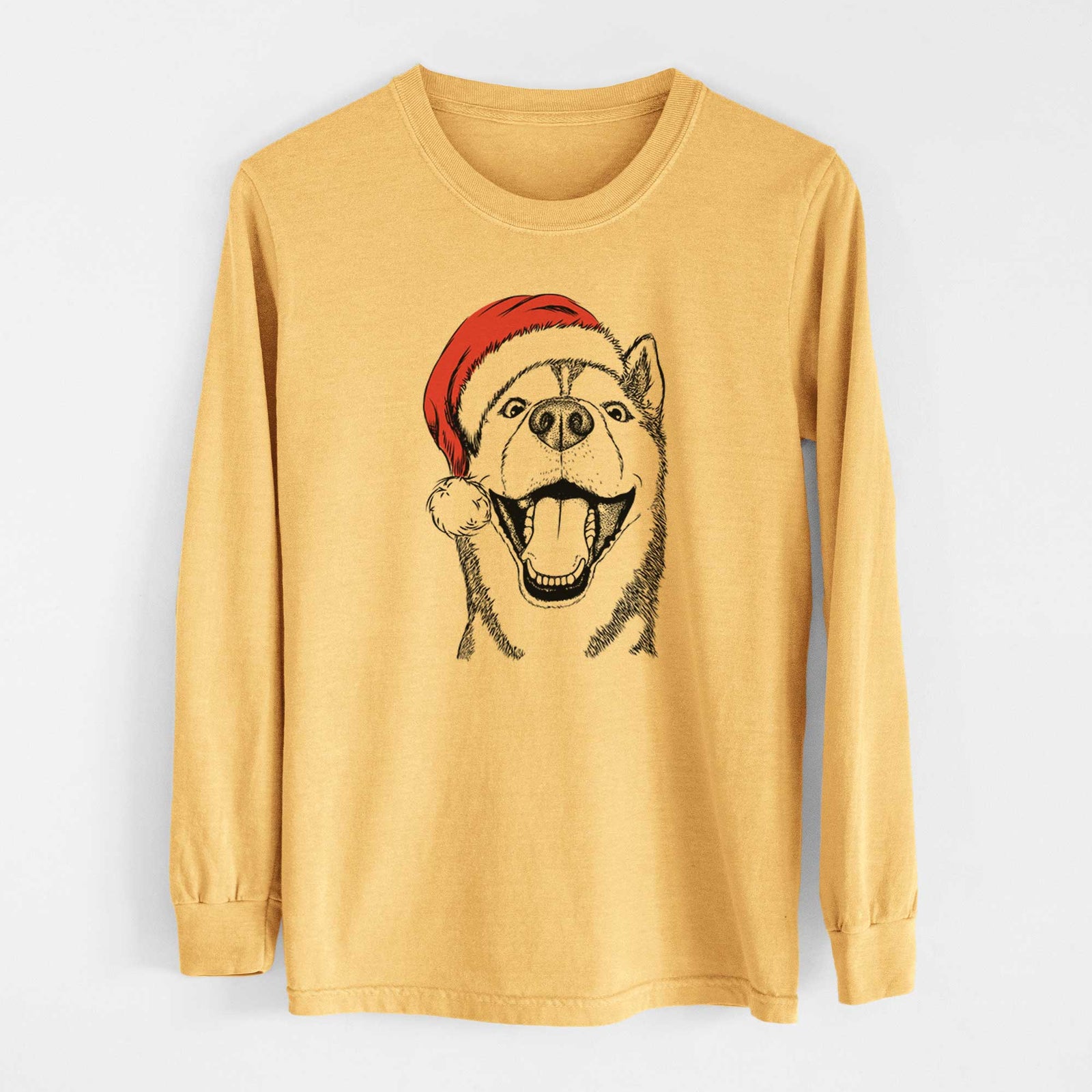 Santa Little Country the Siberian Husky - Heavyweight 100% Cotton Long Sleeve