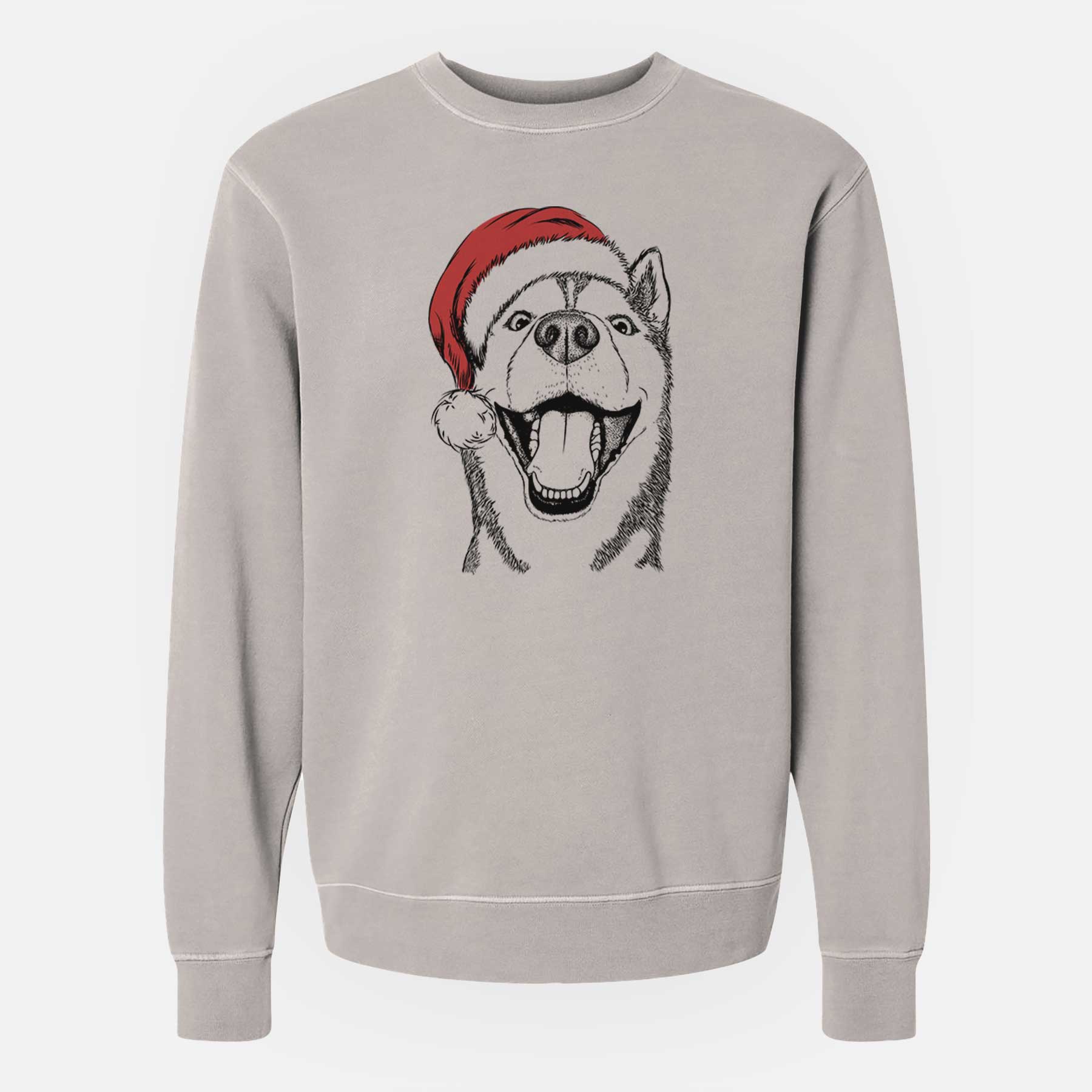 Santa Little Country the Siberian Husky - Unisex Pigment Dyed Crew Sweatshirt