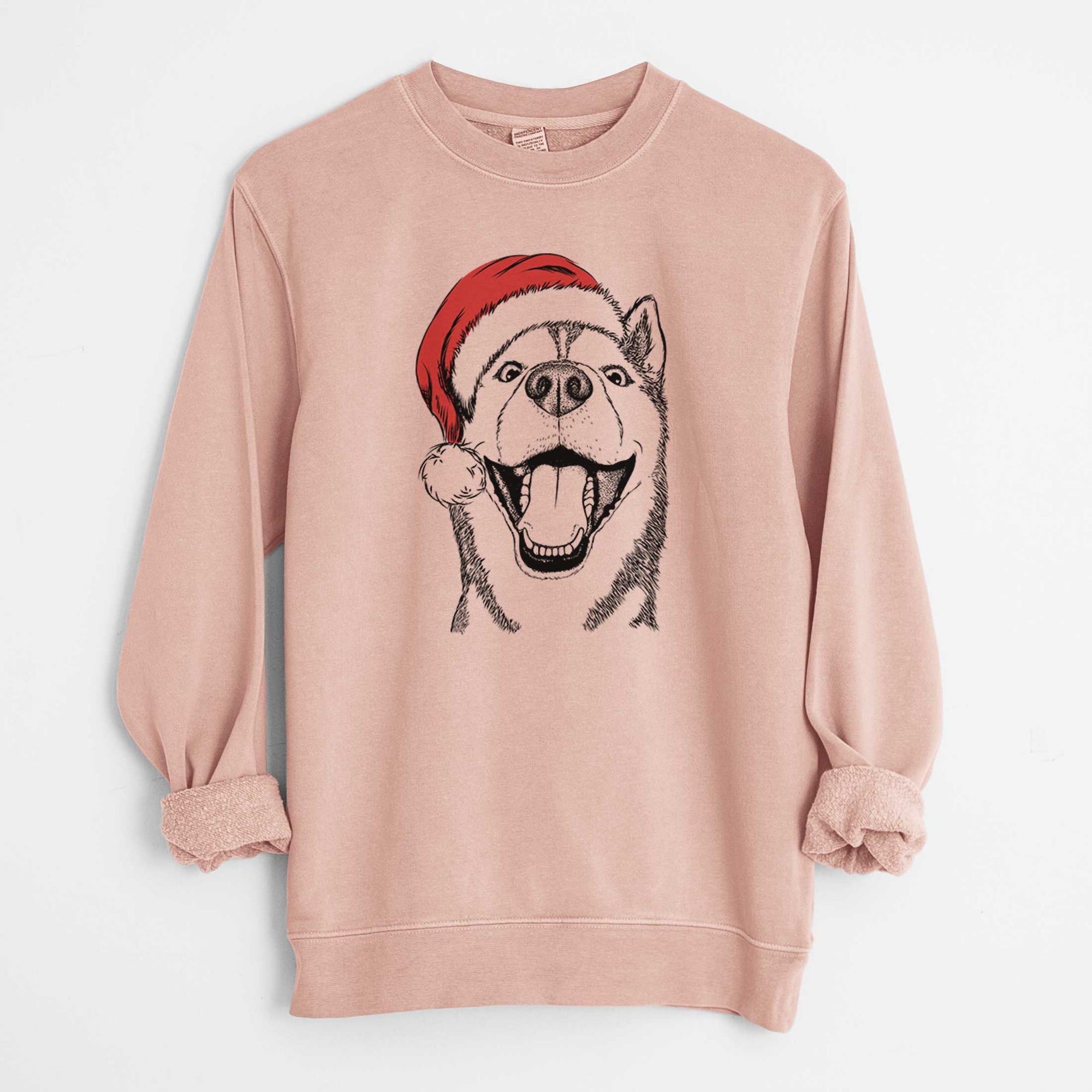 Santa Little Country the Siberian Husky - Unisex Pigment Dyed Crew Sweatshirt