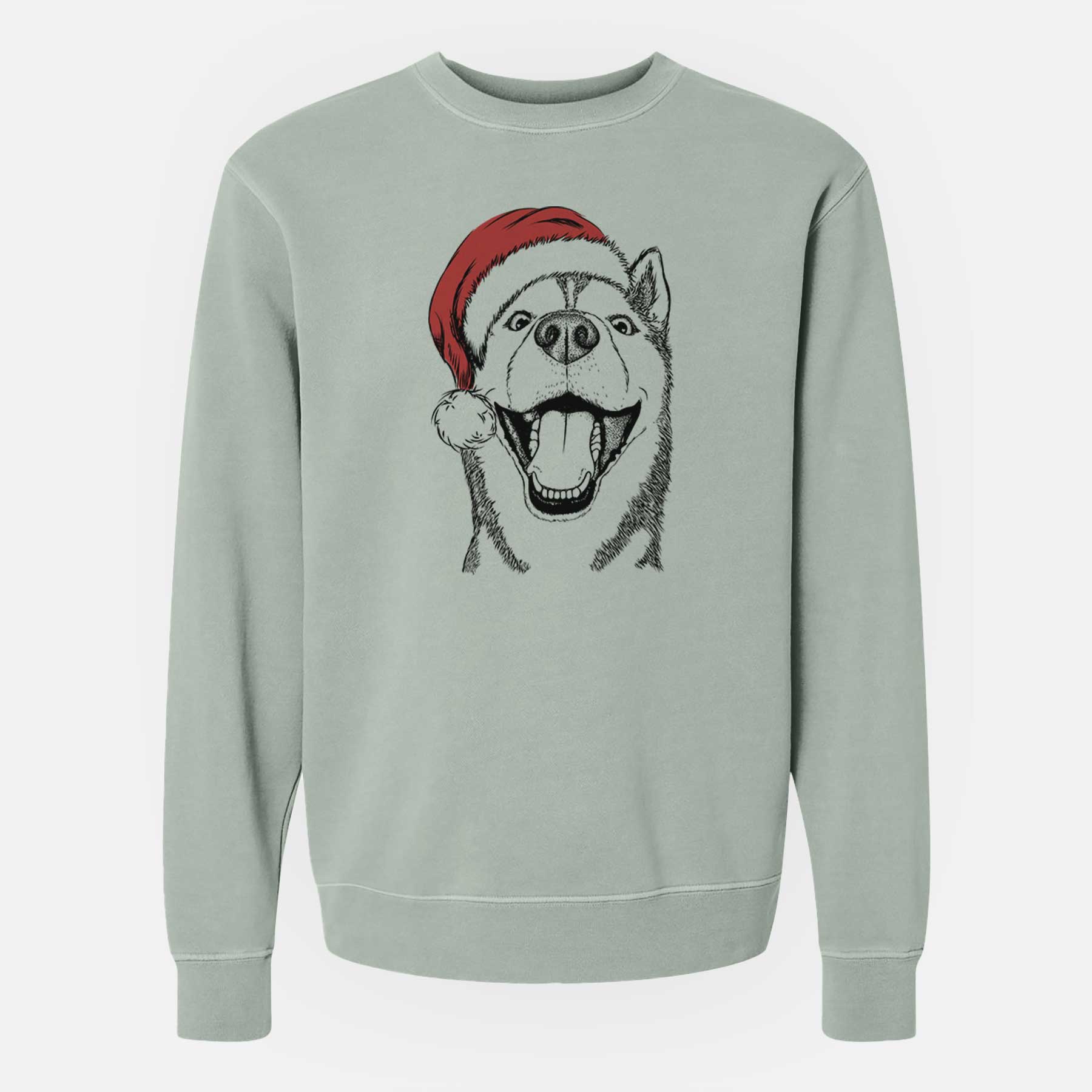 Santa Little Country the Siberian Husky - Unisex Pigment Dyed Crew Sweatshirt