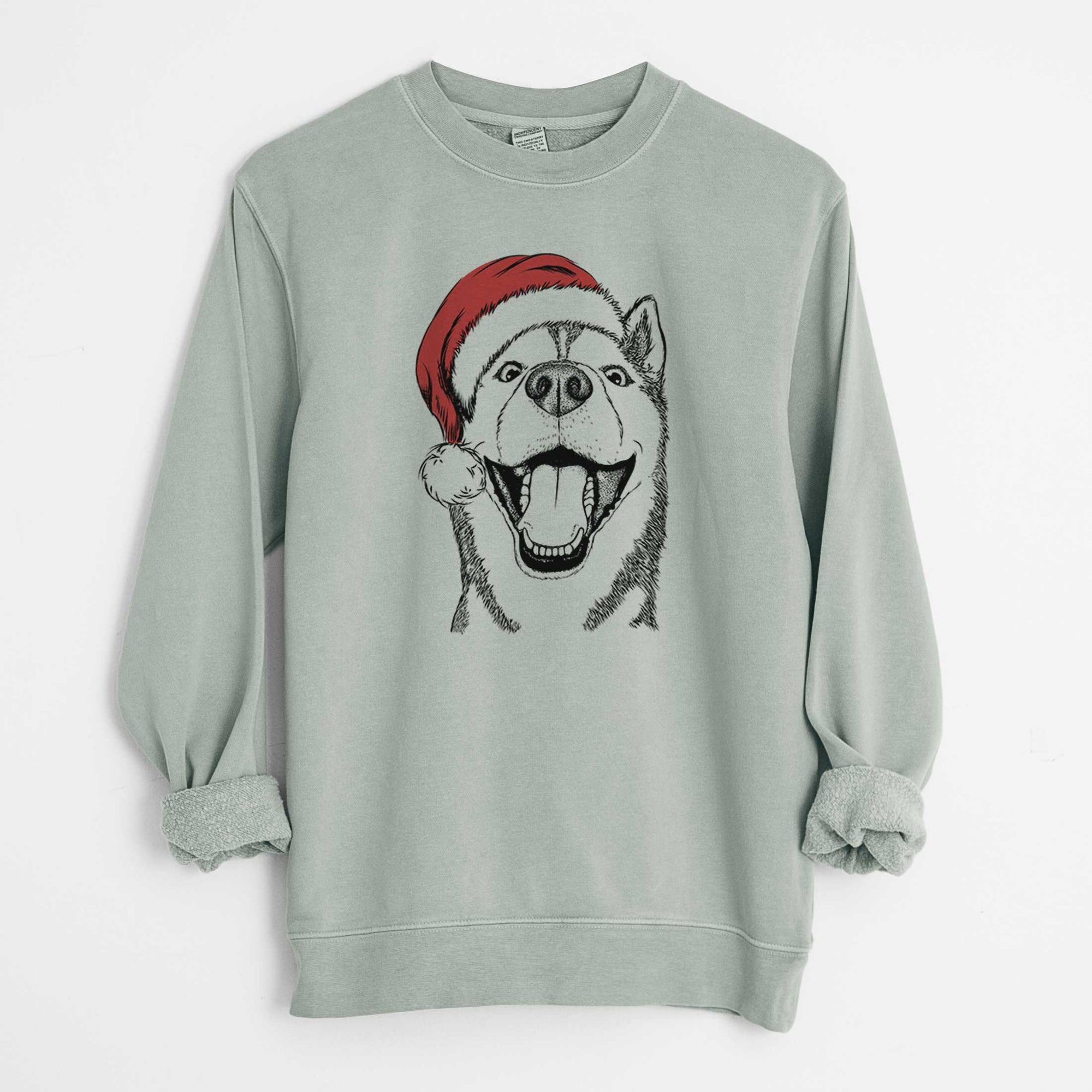 Santa Little Country the Siberian Husky - Unisex Pigment Dyed Crew Sweatshirt