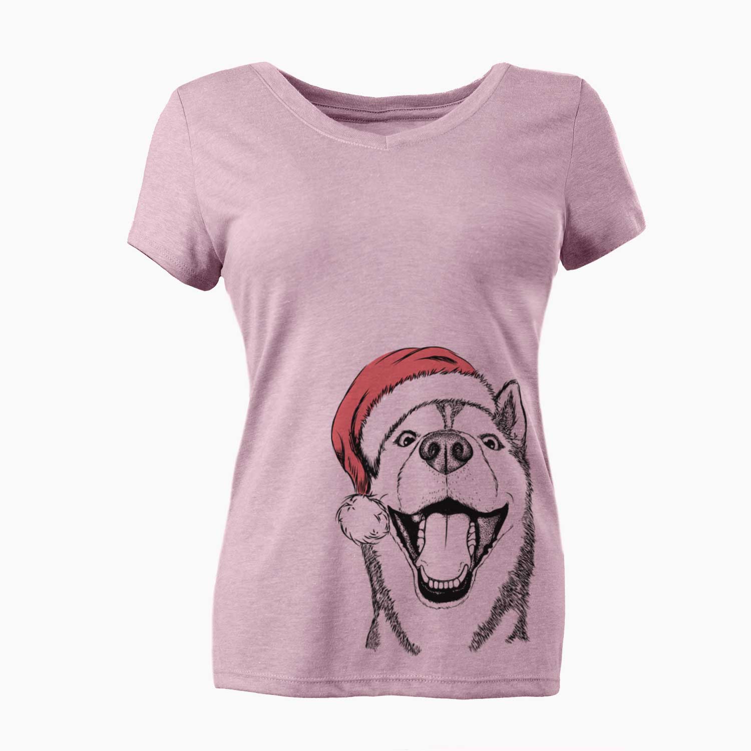 Santa Little Country the Siberian Husky - Women's V-neck Shirt