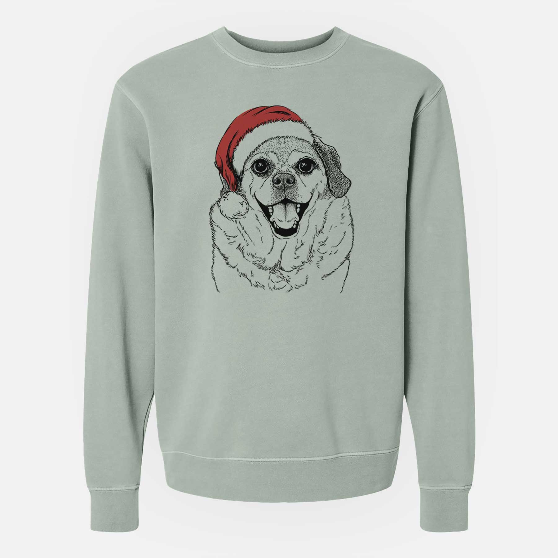 Santa Little Man the Puggle - Unisex Pigment Dyed Crew Sweatshirt