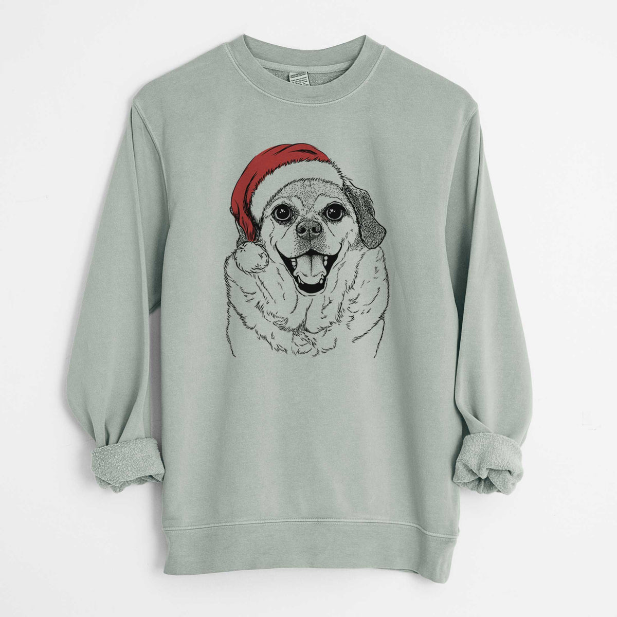 Santa Little Man the Puggle - Unisex Pigment Dyed Crew Sweatshirt